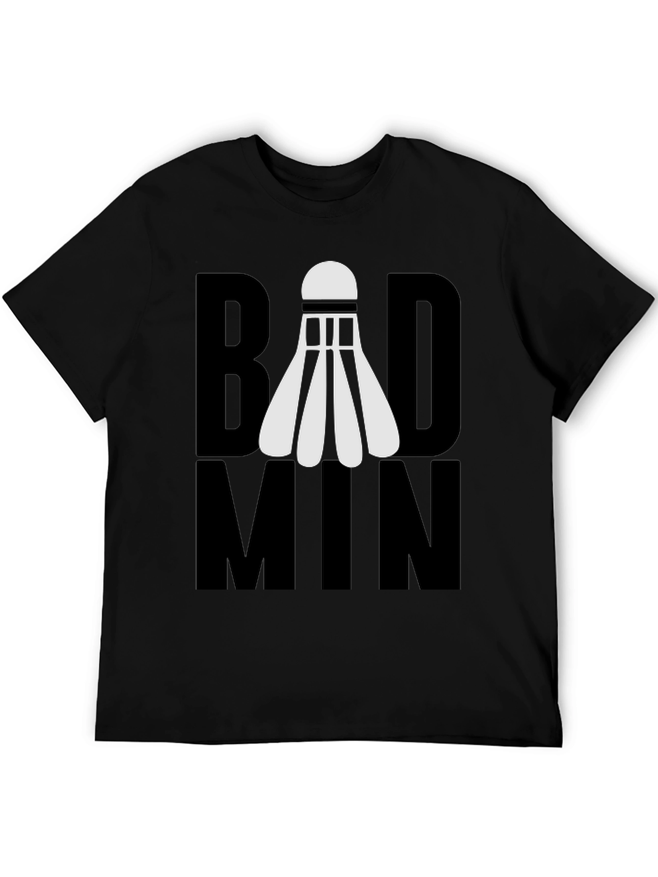 Badminton Shuttlecock Graphic T-Shirt - Black