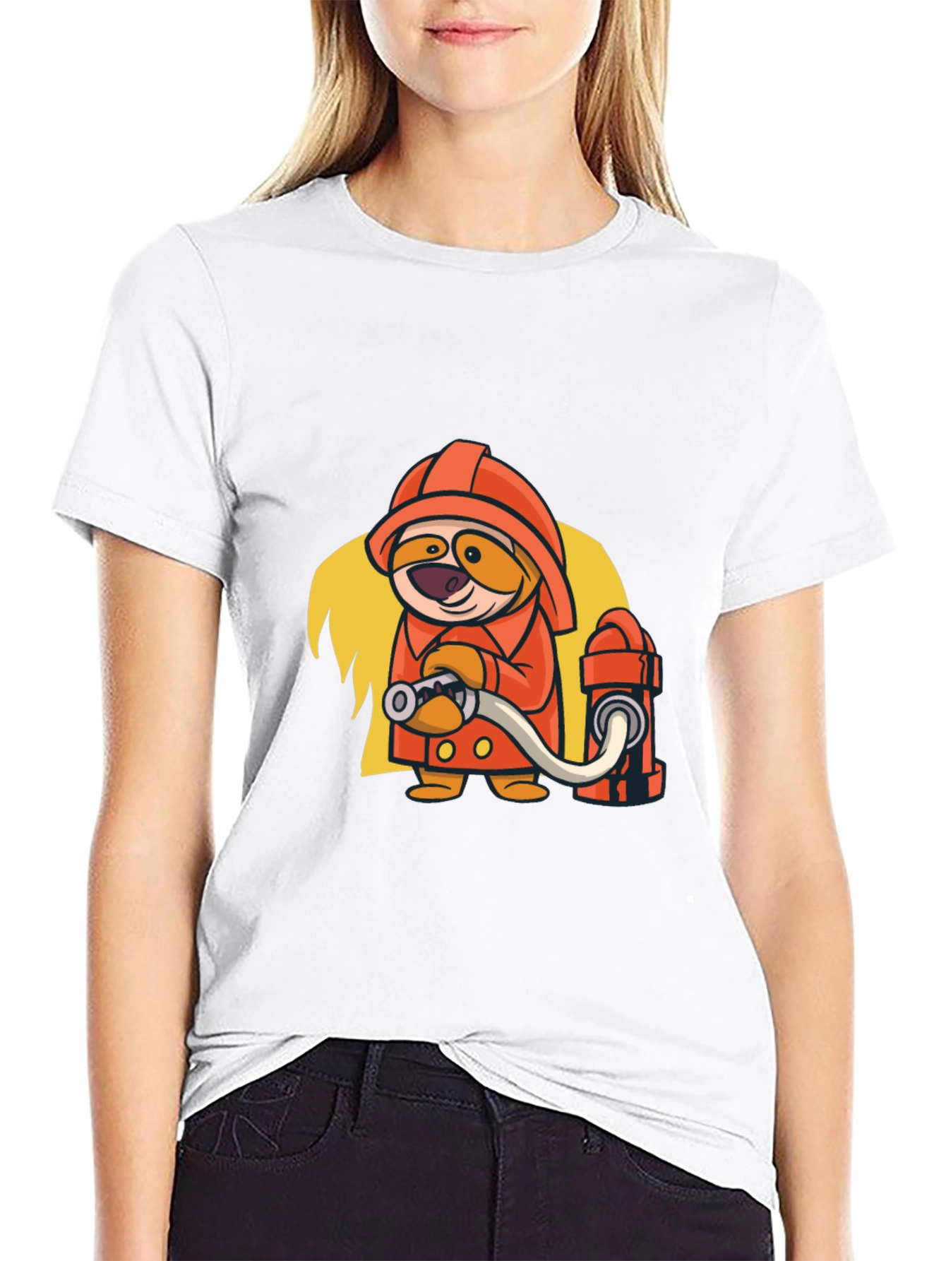 Camiseta Negra con Diseño Divertido de Bombero