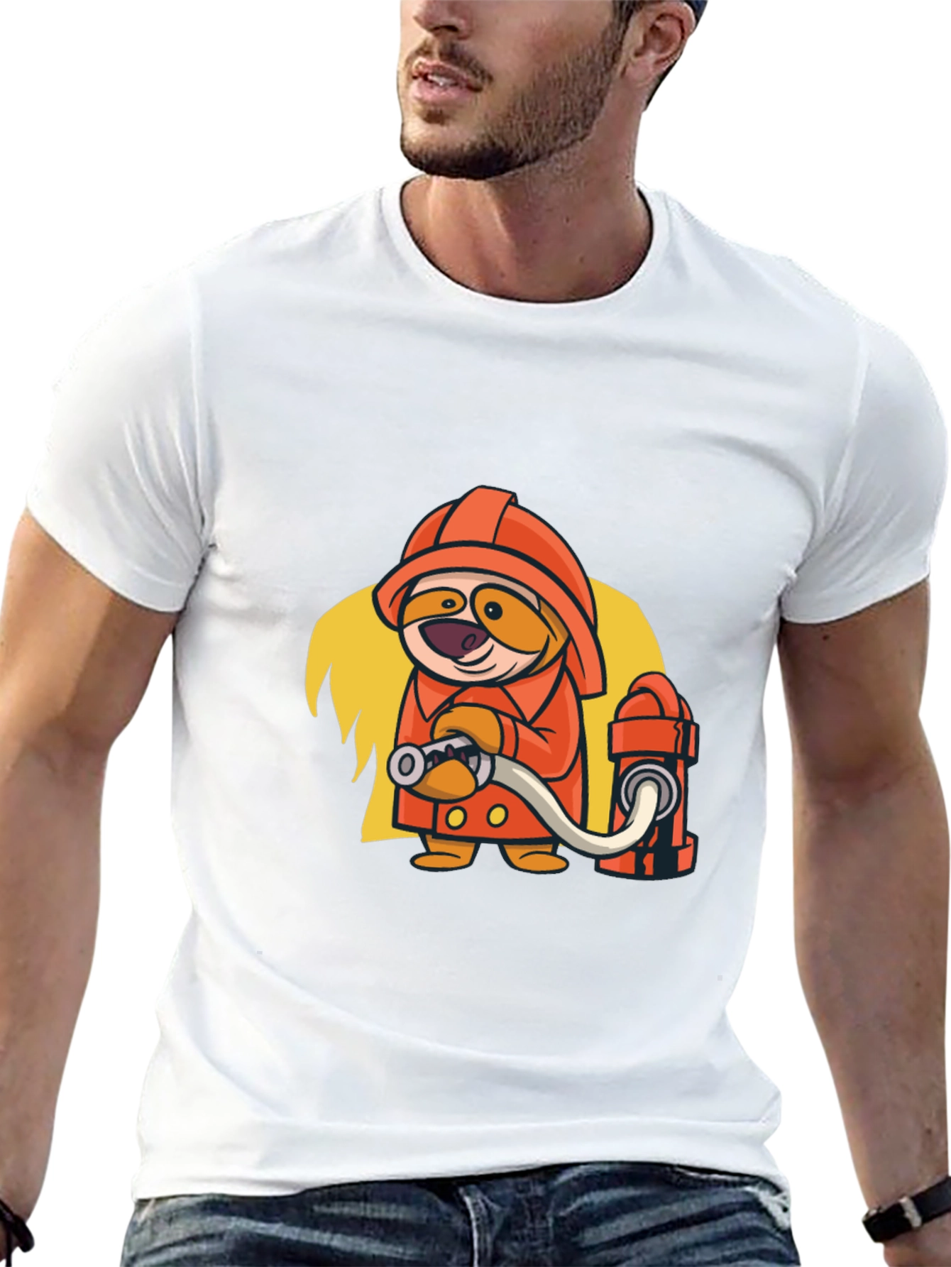 Camiseta Negra con Diseño Divertido de Bombero