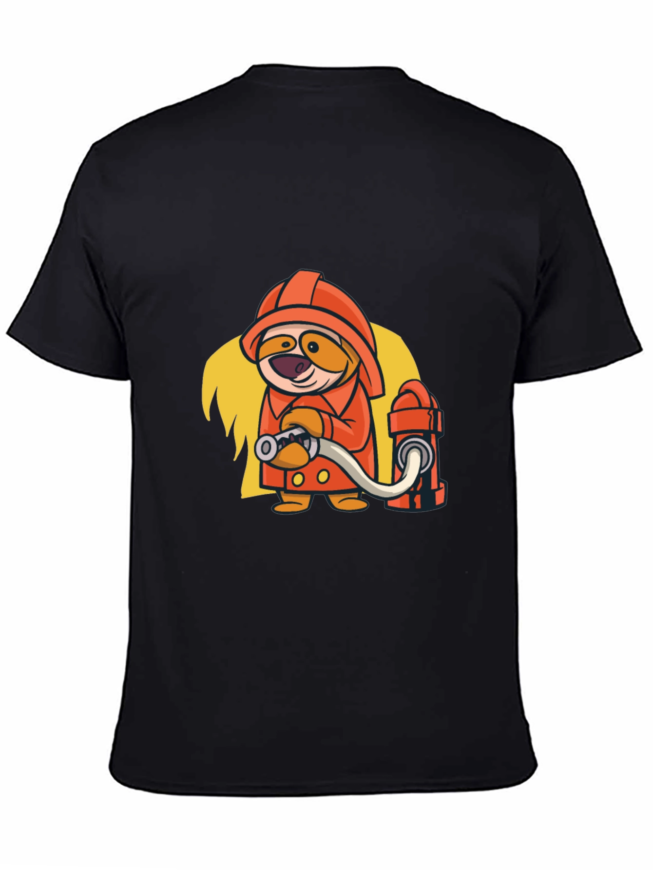 Camiseta Negra con Diseño Divertido de Bombero
