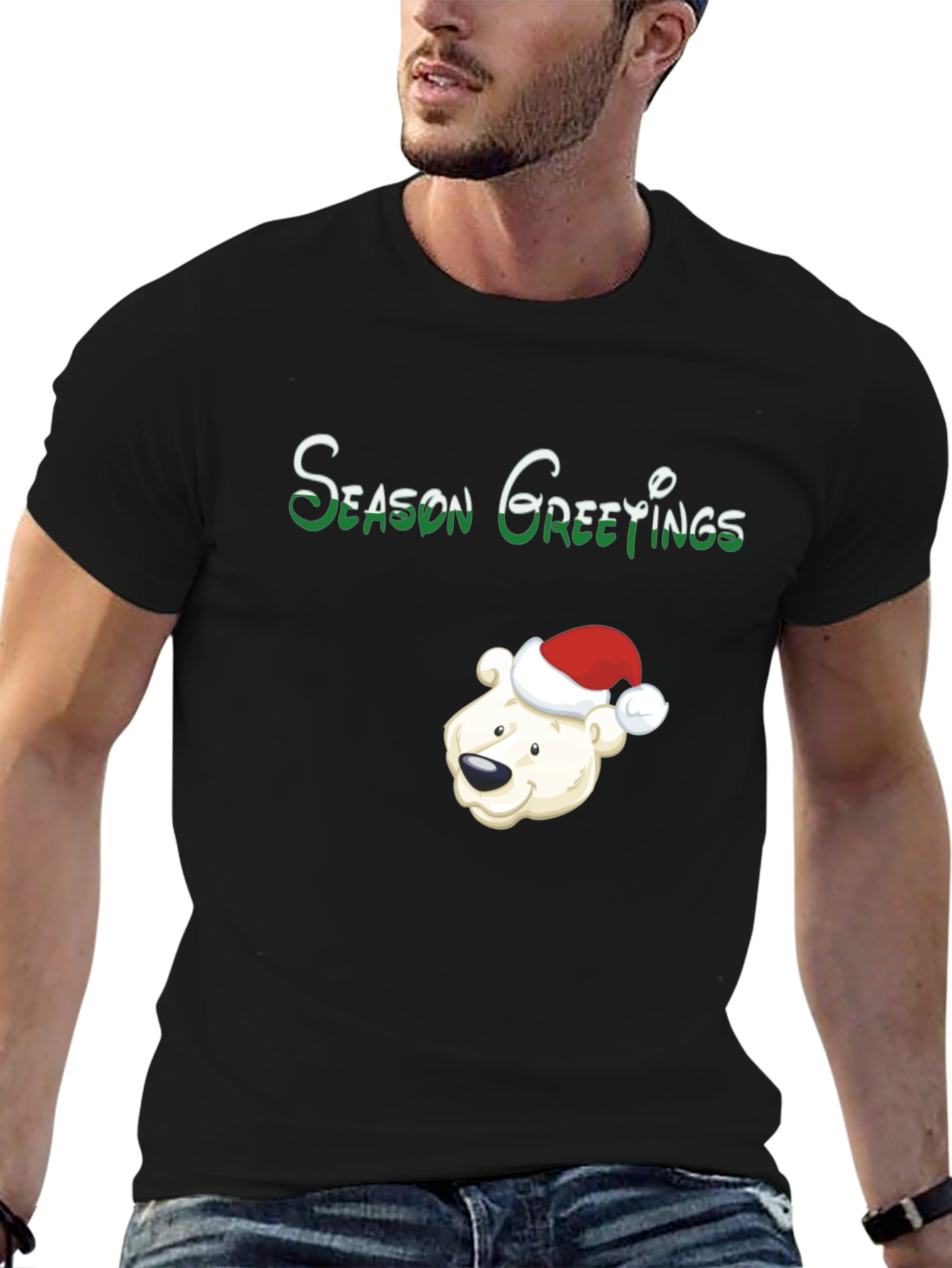 Camiseta Negra Navideña Oso Polar
