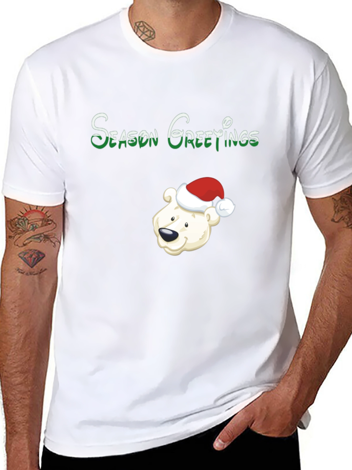 Camiseta Negra Navideña Oso Polar