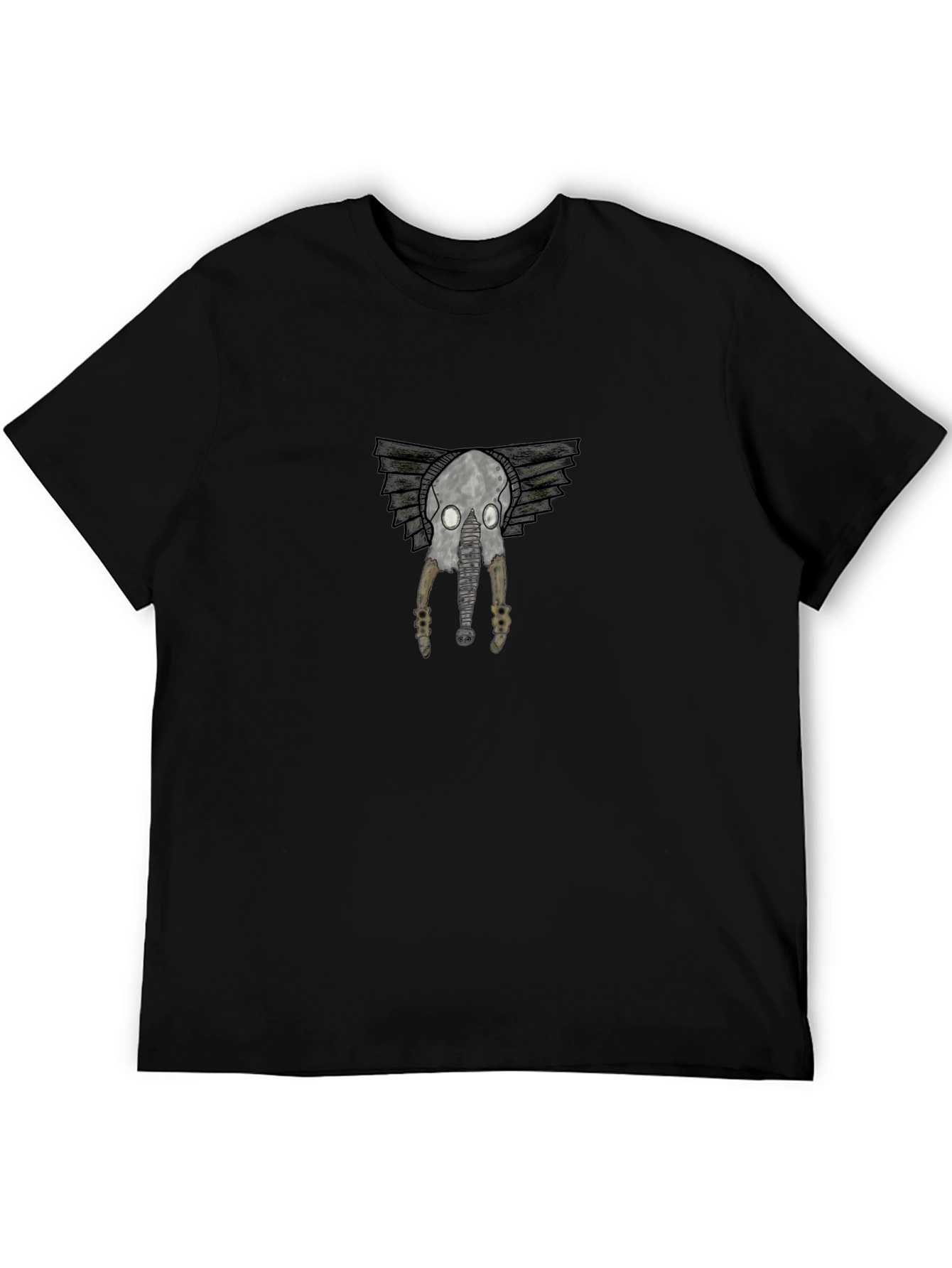 Camiseta Negra con Diseño de Cráneo Alado