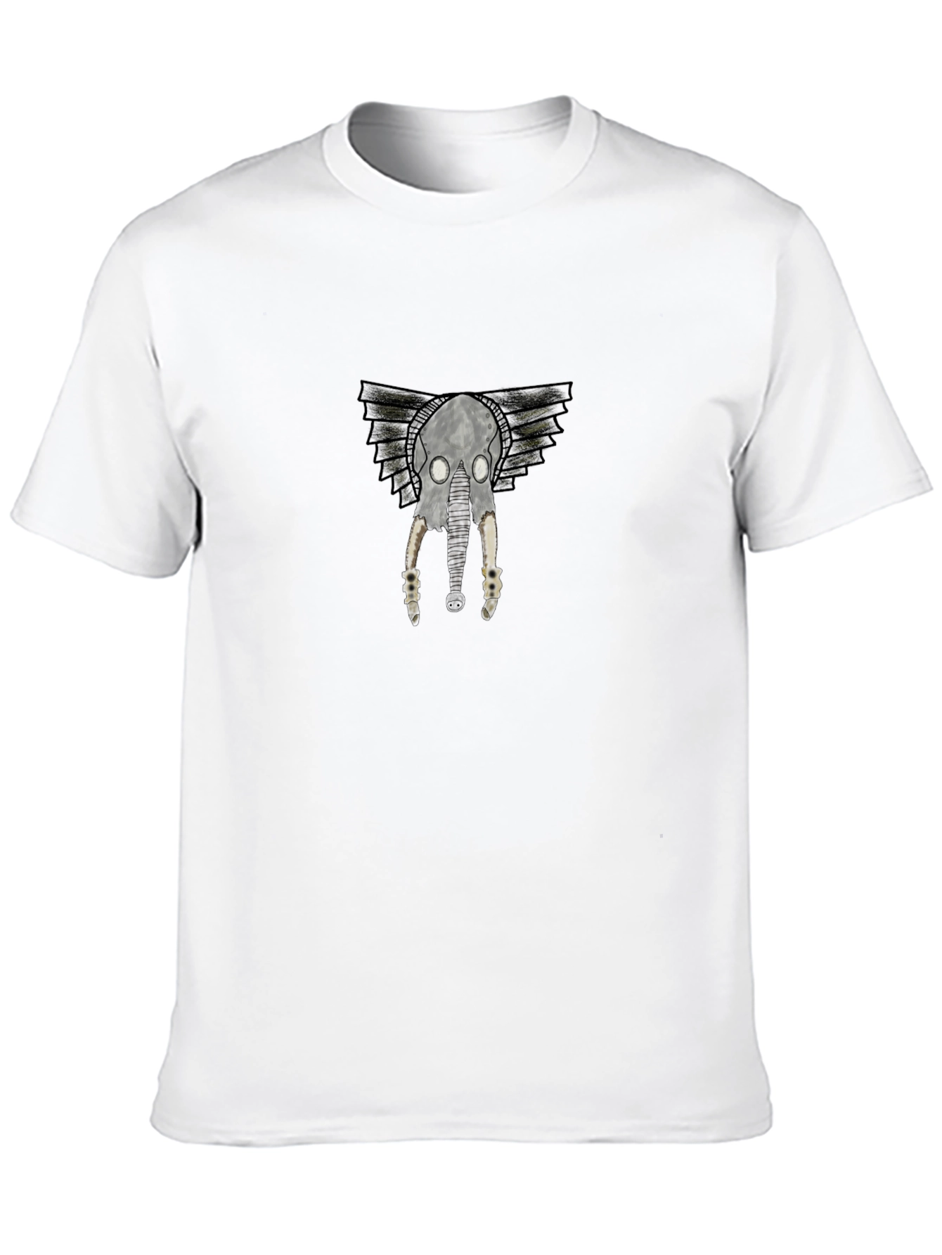 Camiseta Negra con Diseño de Cráneo Alado