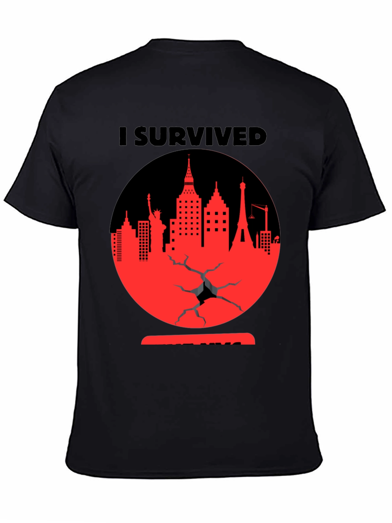 Camiseta Negra Yo Sobreviví Diseño Urbano Rojo