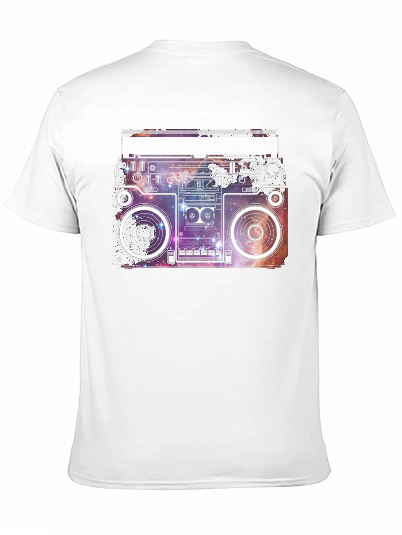 Camiseta Negra con Diseño Retro Espacial