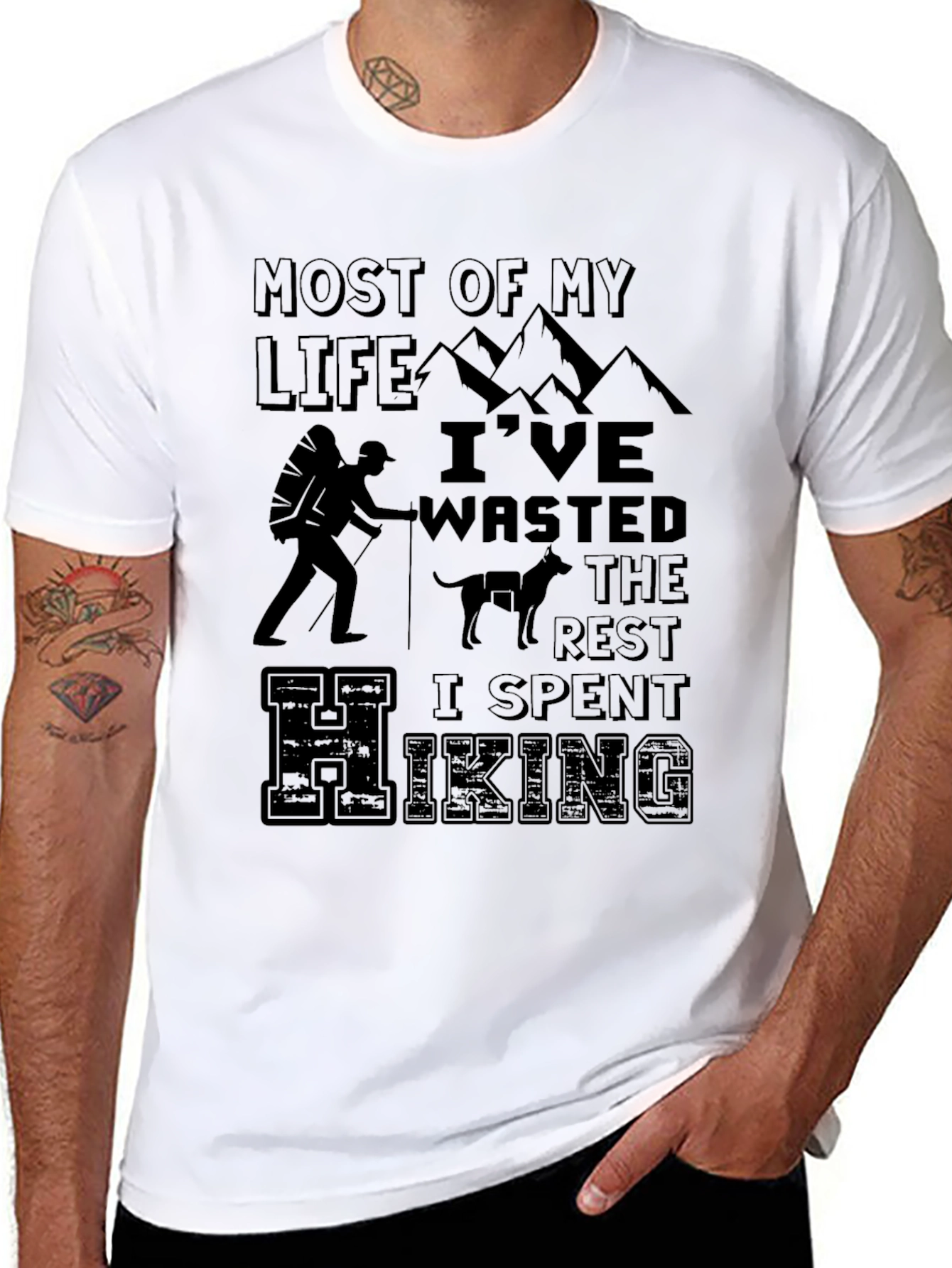 Camiseta Negra Hiking para Aventura al Aire Libre