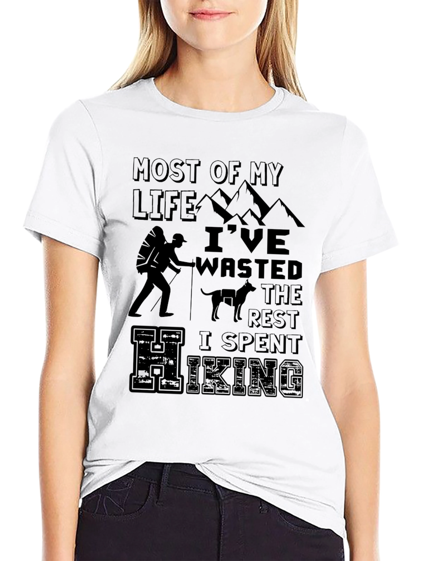 Camiseta Negra Hiking para Aventura al Aire Libre