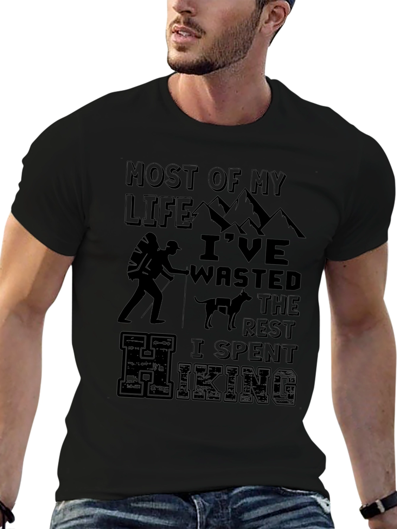 Camiseta Negra Hiking para Aventura al Aire Libre