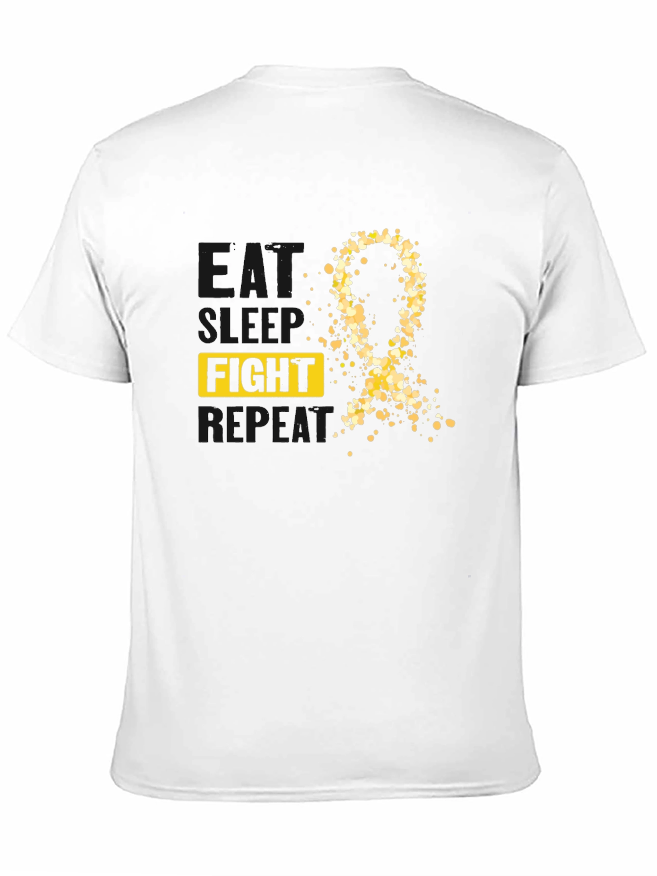 Camiseta Negra Lucha Pelea Repite Con Cinta Dorada