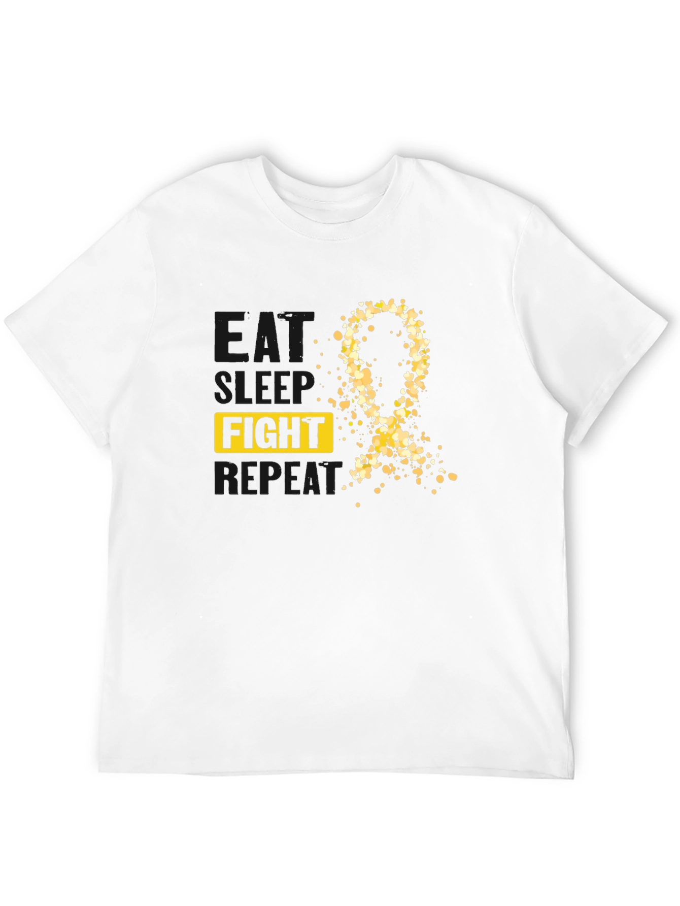 Camiseta Negra Lucha Pelea Repite Con Cinta Dorada
