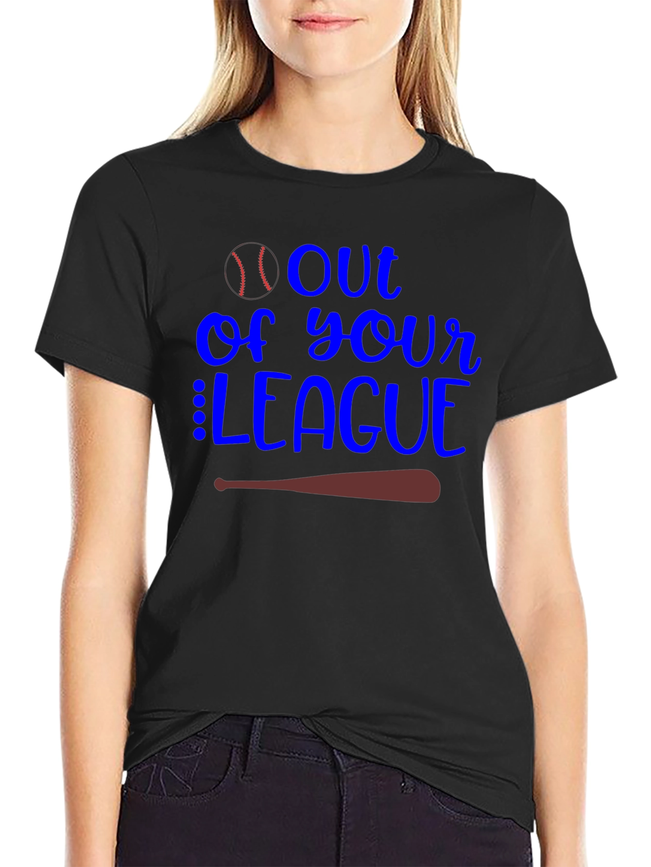 Camiseta Negra Fuera de tu Liga Béisbol