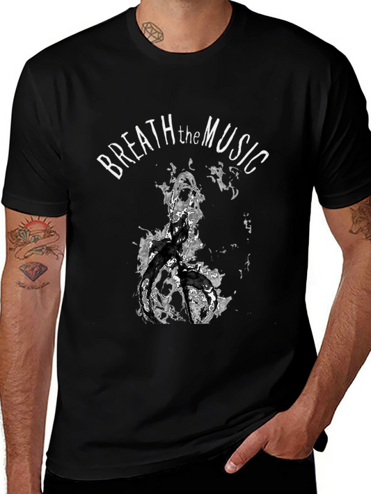 Camiseta Negra con Diseño Breath the Music