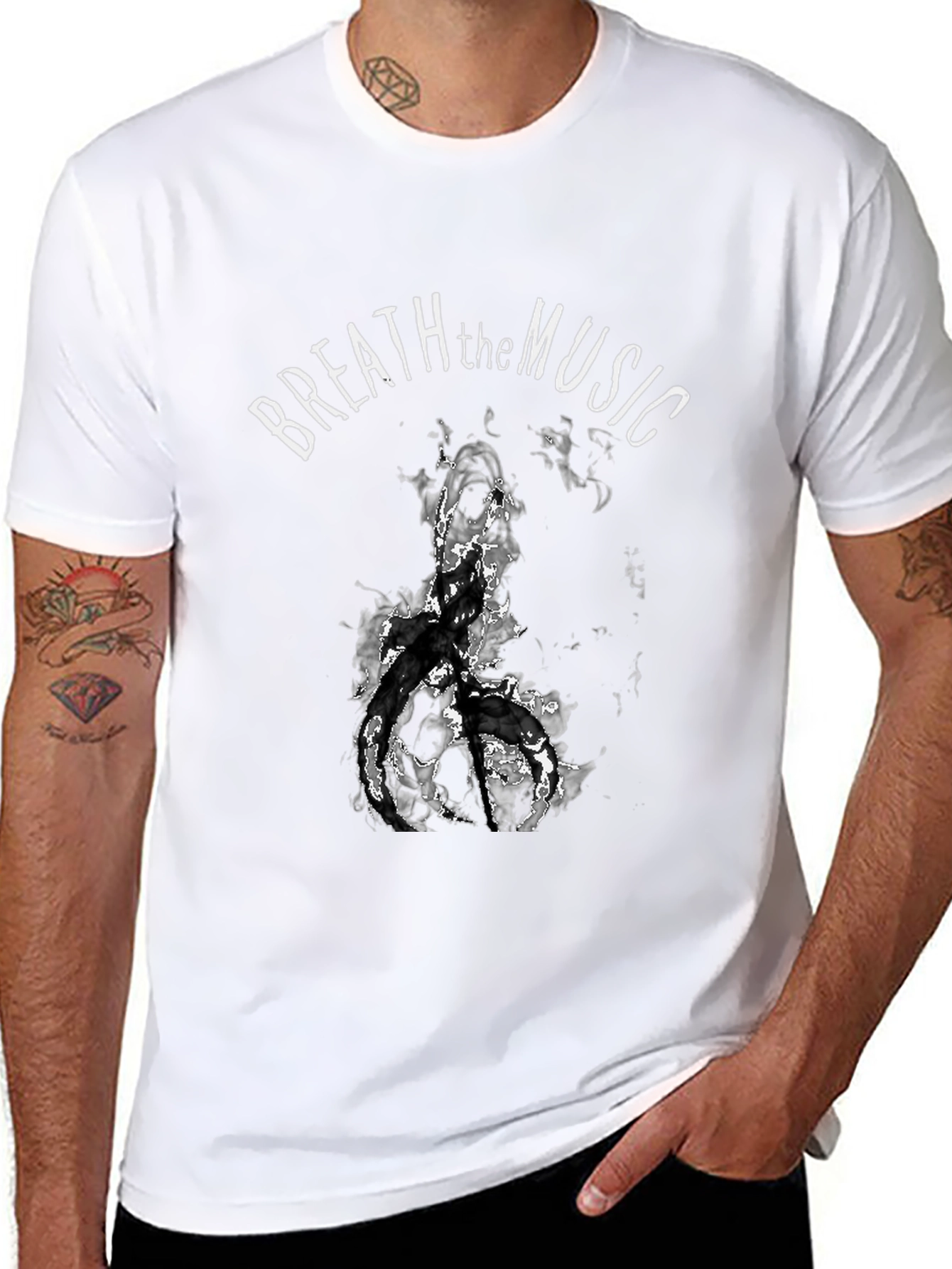 Camiseta Negra con Diseño Breath the Music
