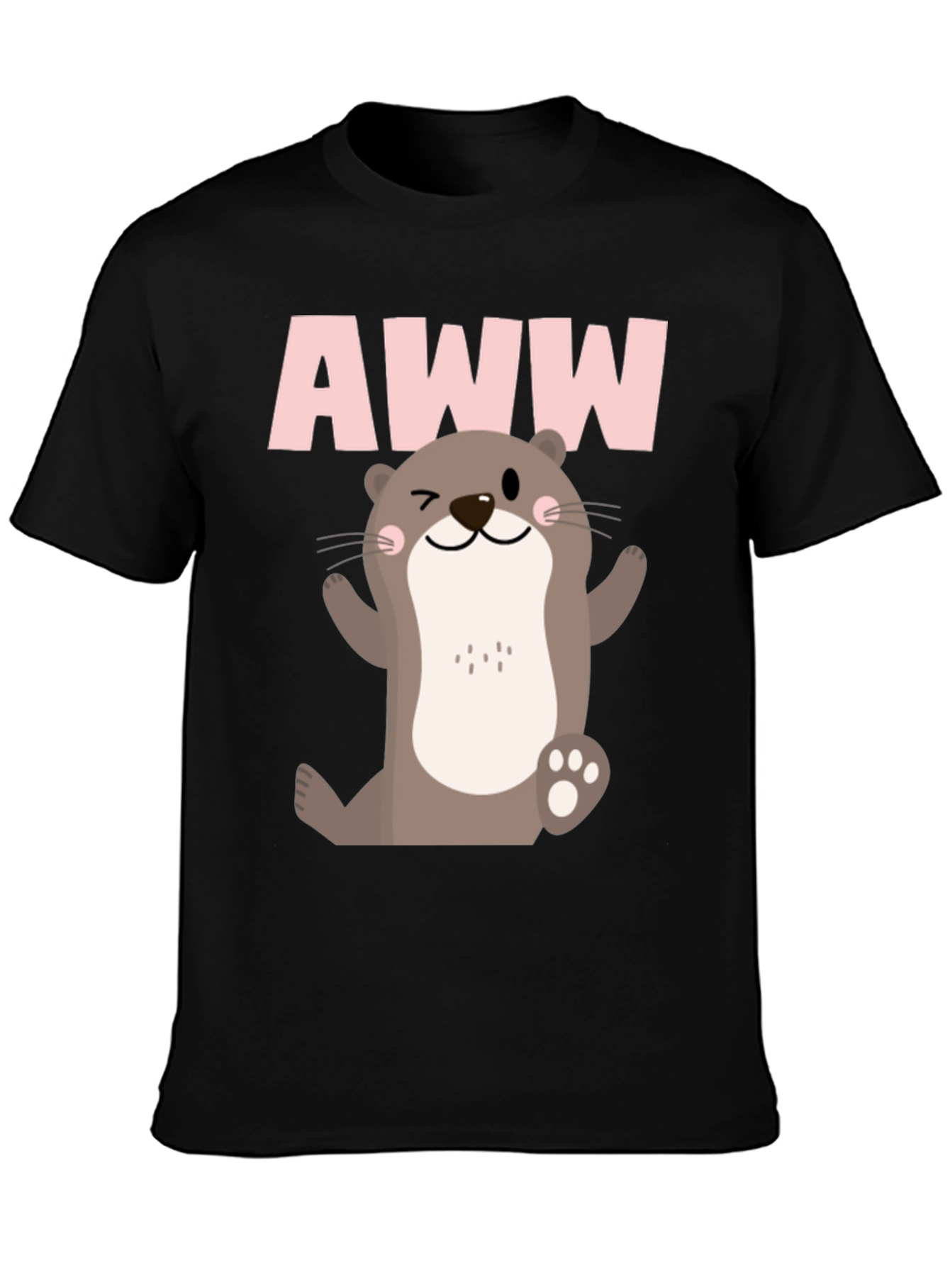 Camiseta Negra Estampado Nutria AWW para Hombre