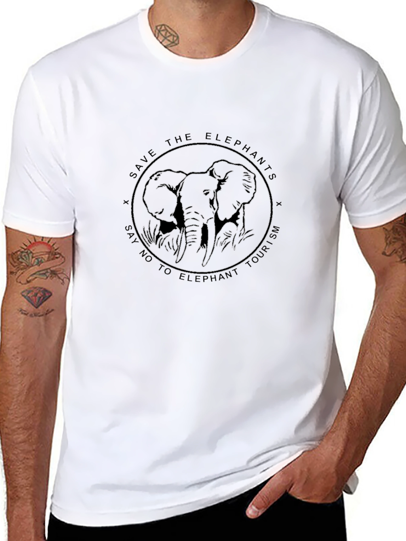 Camiseta Negra Salva a los Elefantes