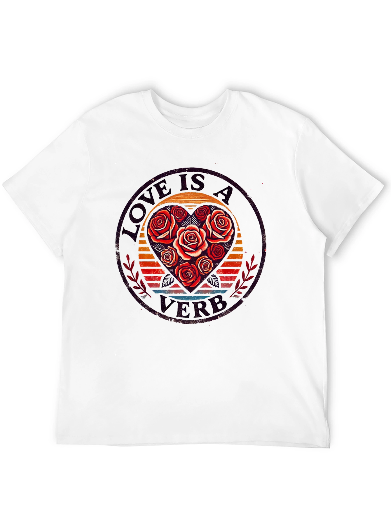 Camiseta Negra con Diseño de Rosas y Amor