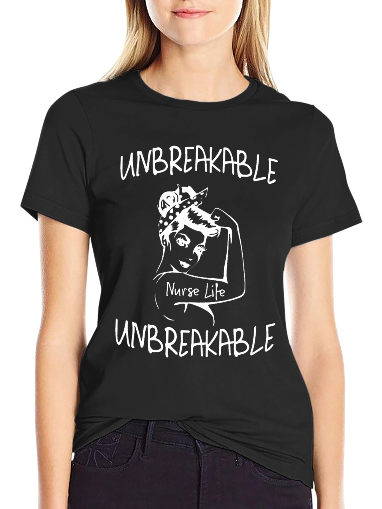 Camiseta Negra Enfermera Inquebrantable