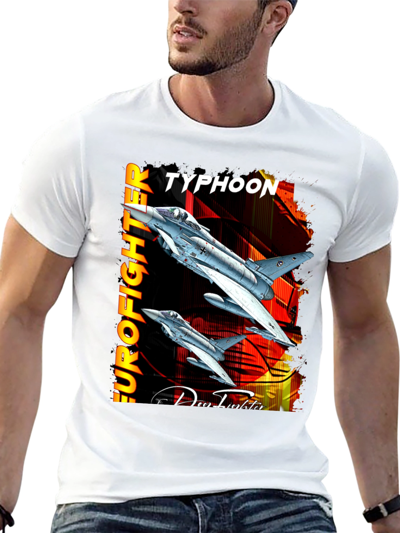 Camiseta Negra Eurofighter Typhoon Diseño Aviación