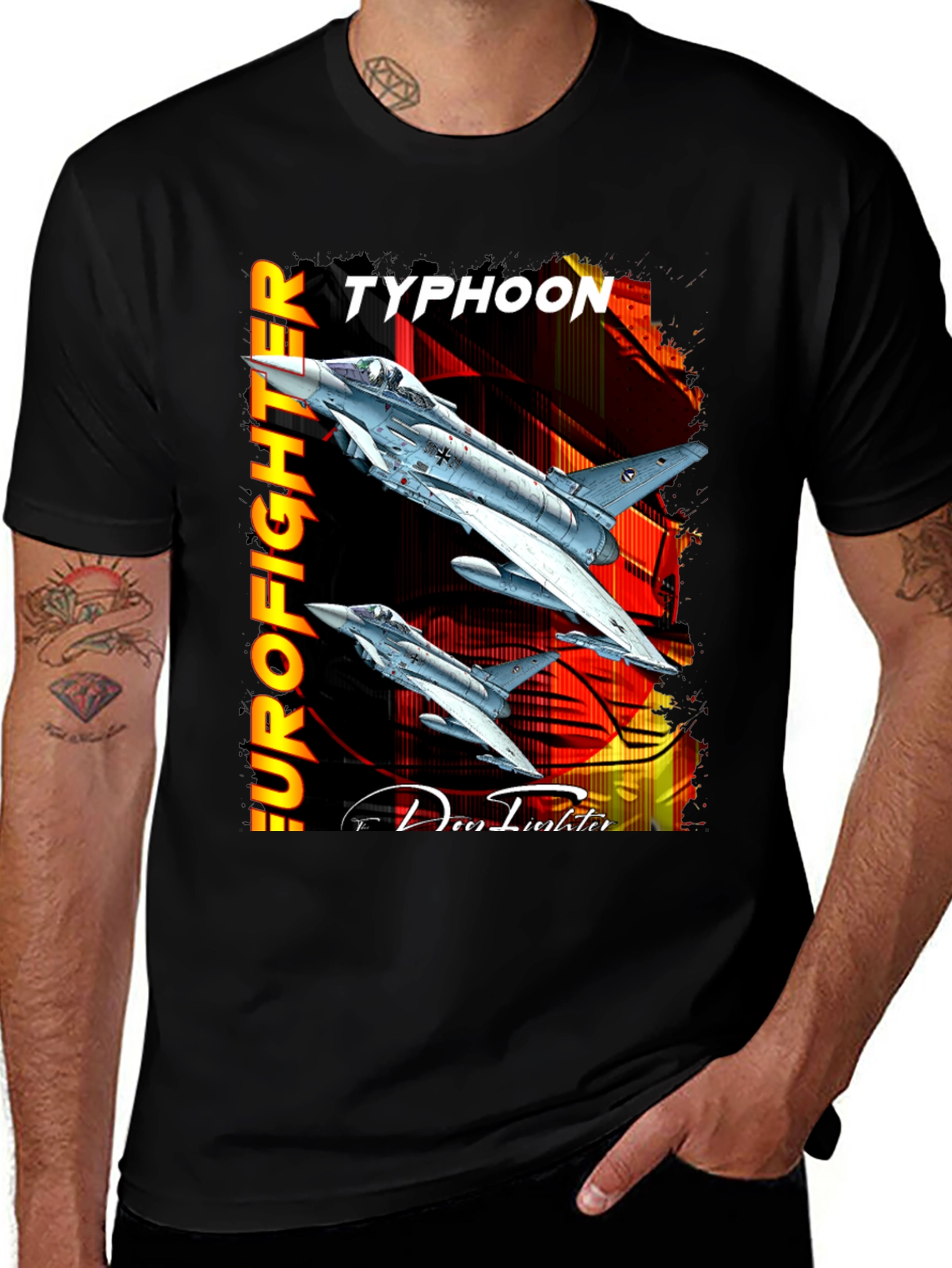 Camiseta Negra Eurofighter Typhoon Diseño Aviación