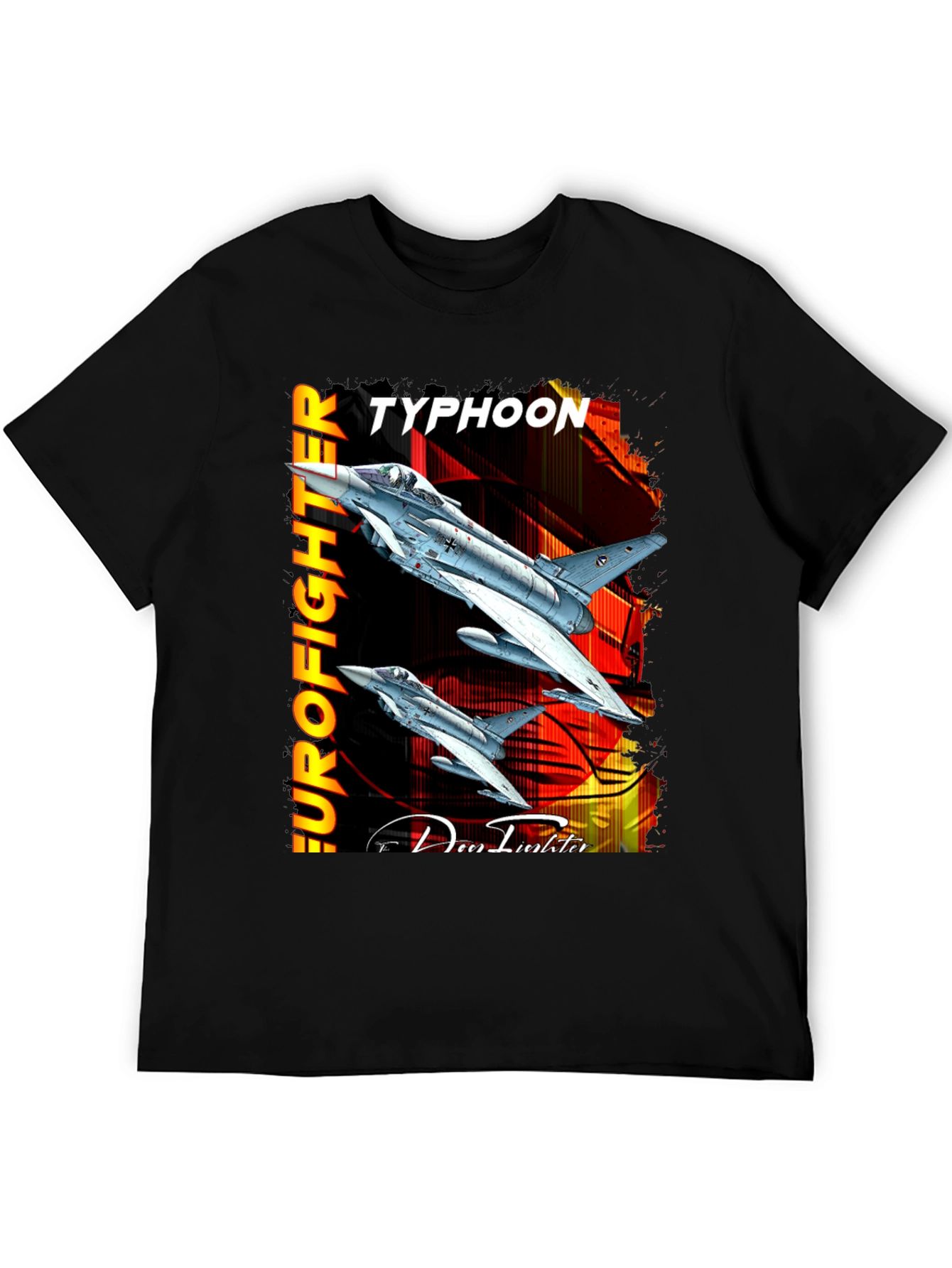 Camiseta Negra Eurofighter Typhoon Diseño Aviación