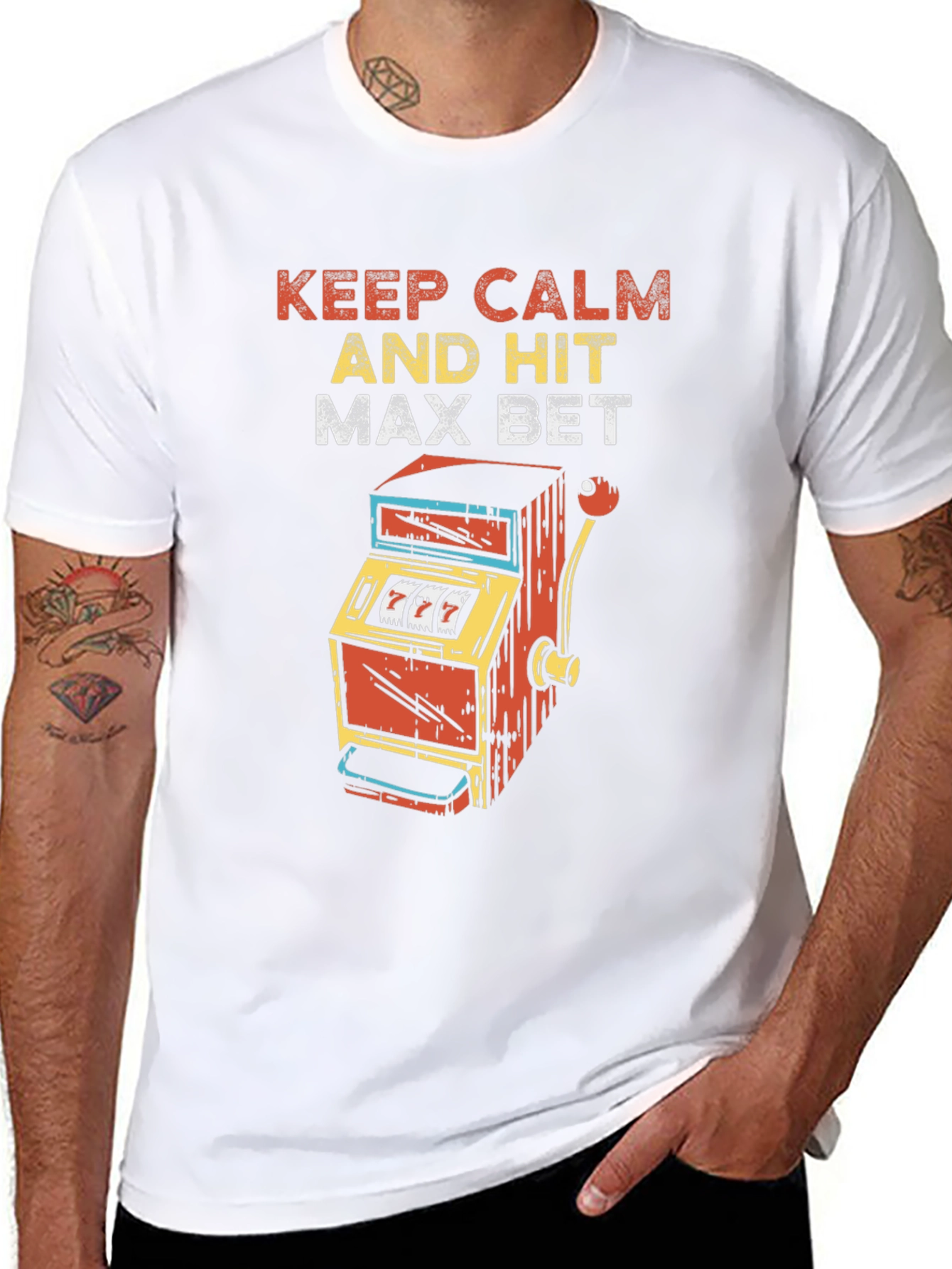 Camiseta Negra: Keep Calm and Hit Max Bet