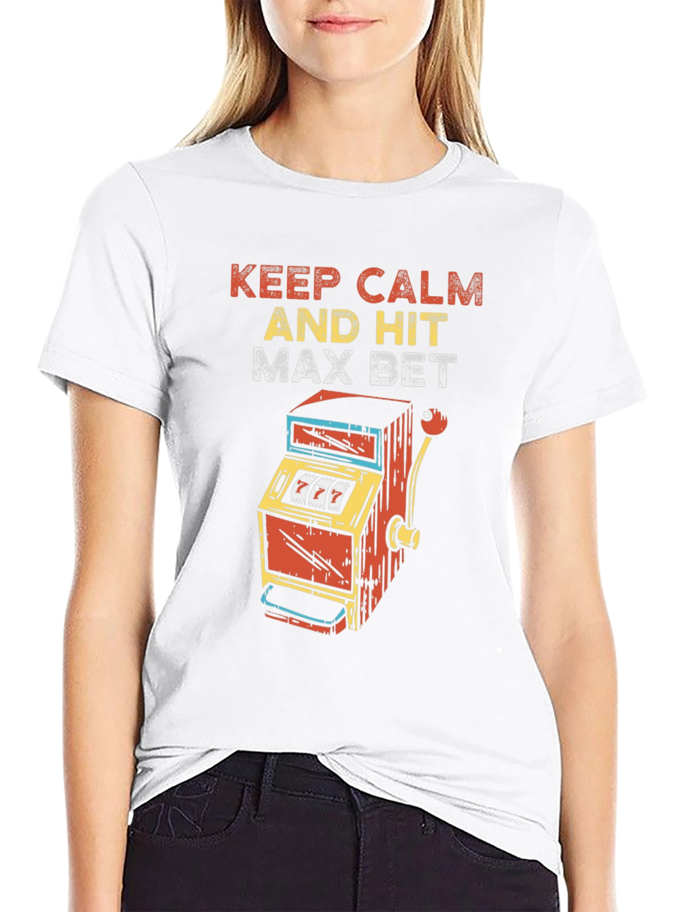 Camiseta Negra: Keep Calm and Hit Max Bet