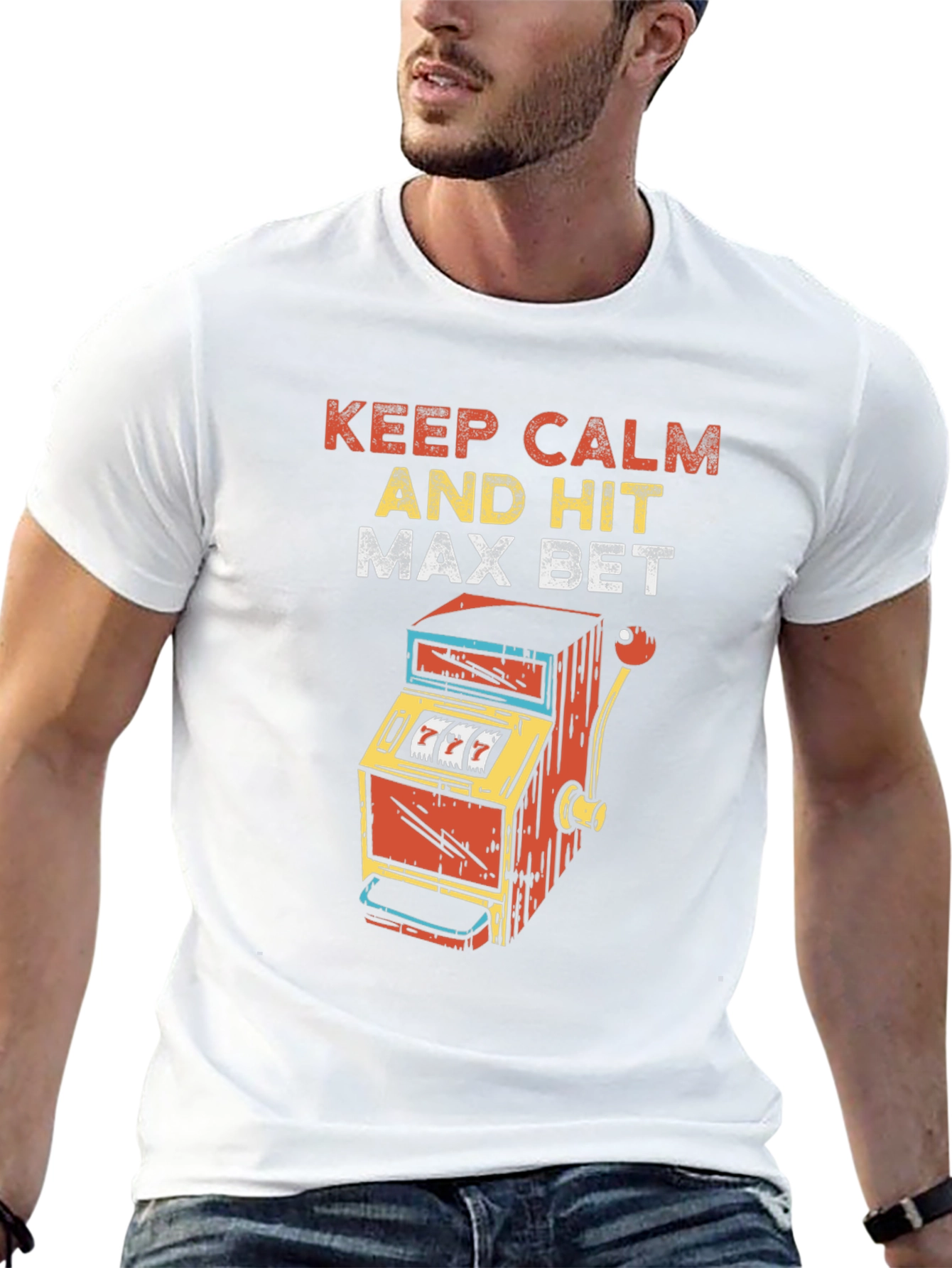 Camiseta Negra: Keep Calm and Hit Max Bet