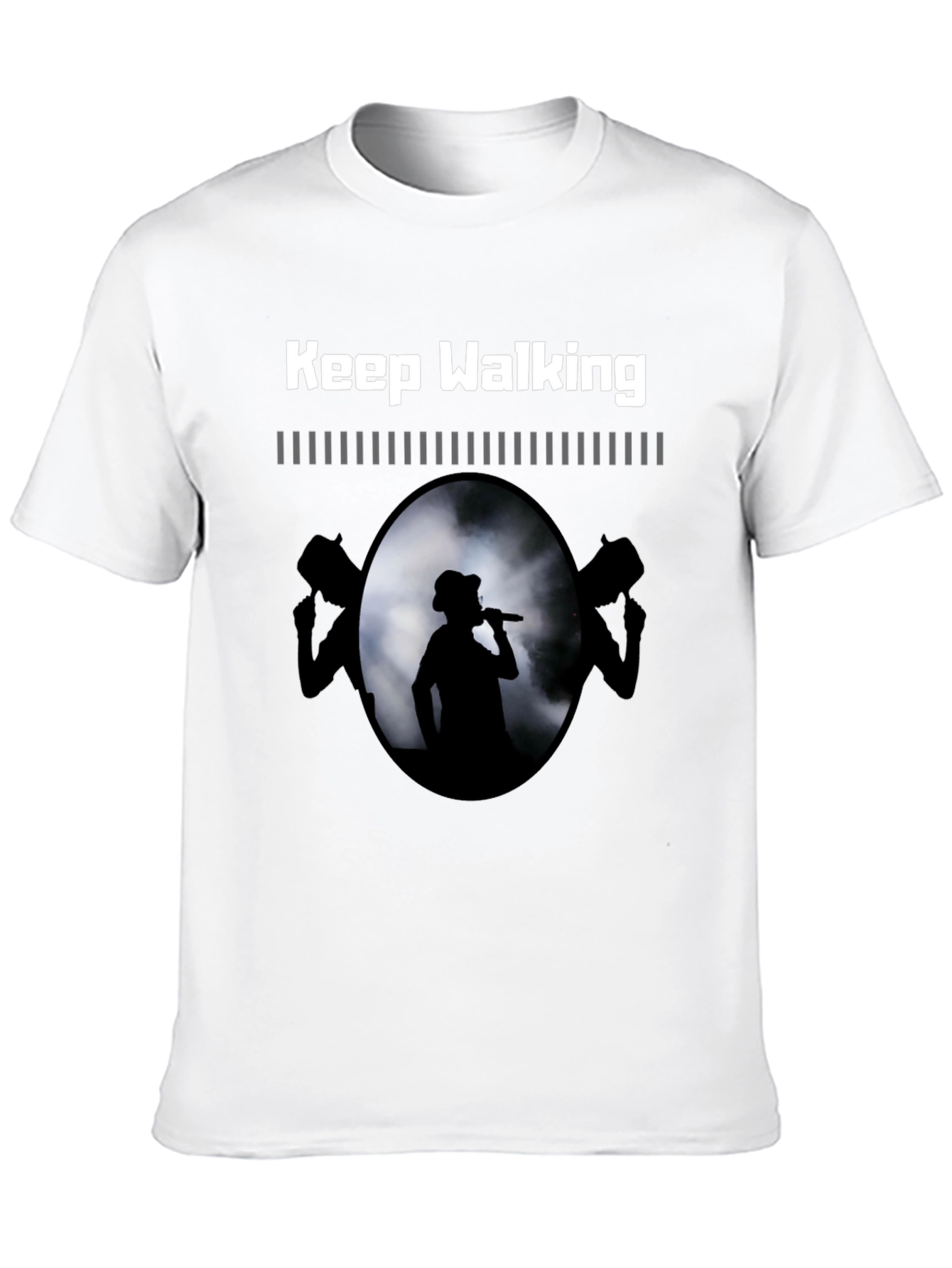 Camiseta Negra Keep Walking con Diseño de Concierto