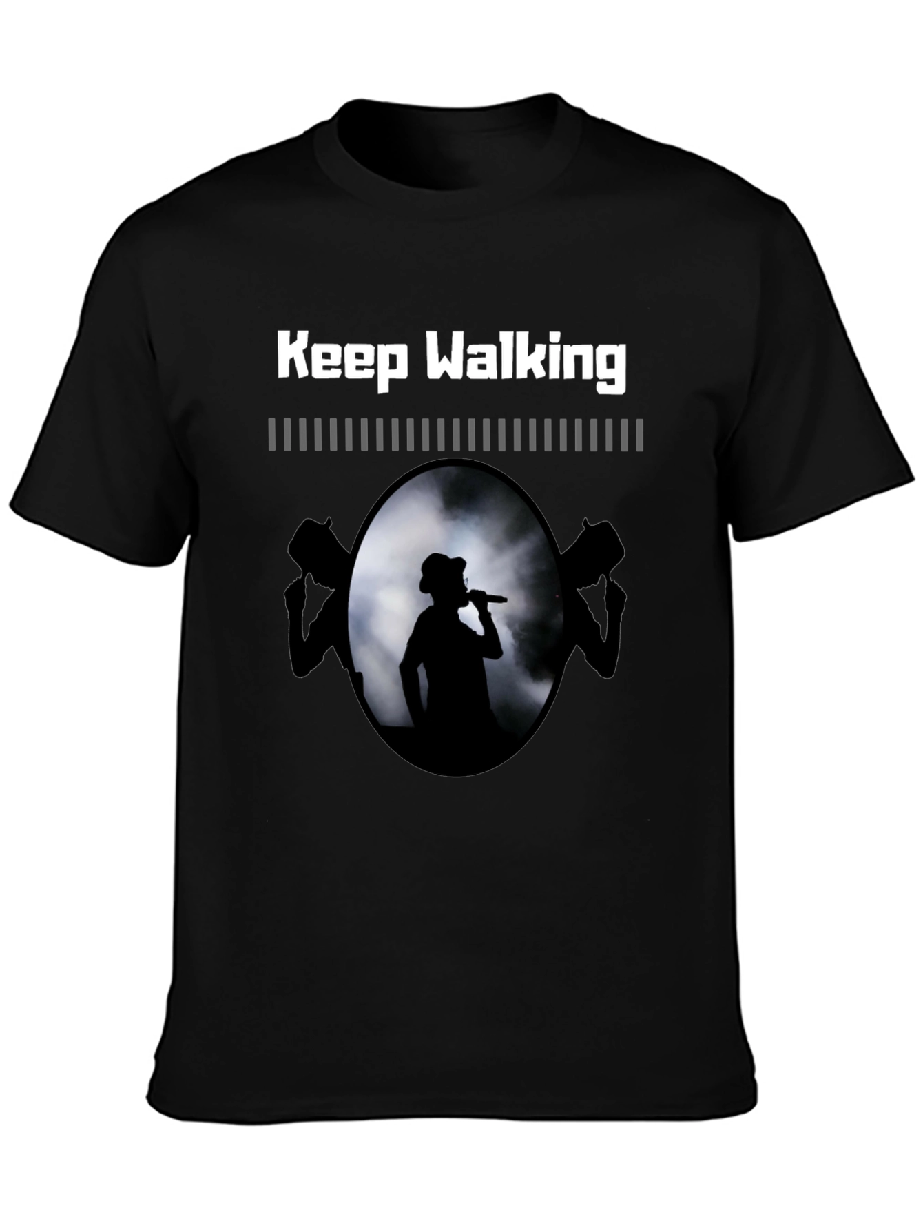 Camiseta Negra Keep Walking con Diseño de Concierto