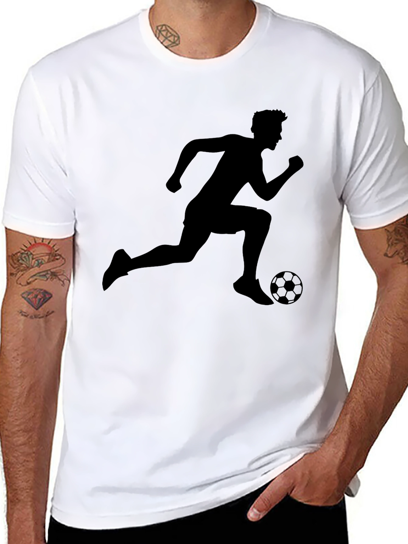 Camiseta Negra Deportiva Fútbol Hombre