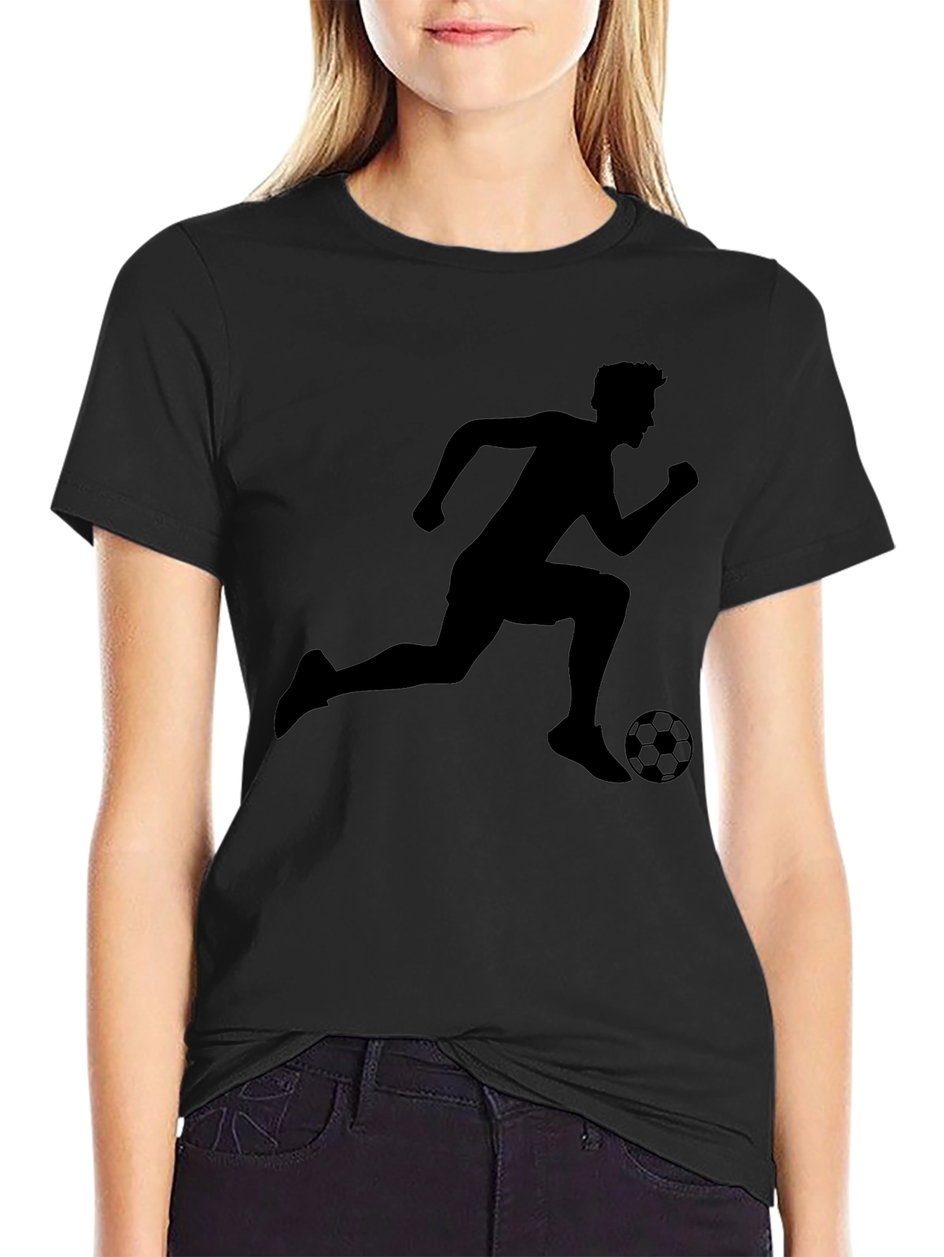 Camiseta Negra Deportiva Fútbol Hombre
