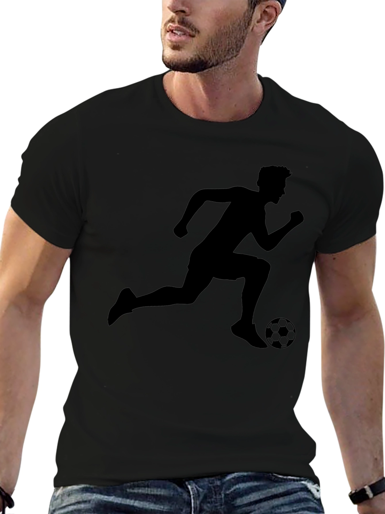 Camiseta Negra Deportiva Fútbol Hombre