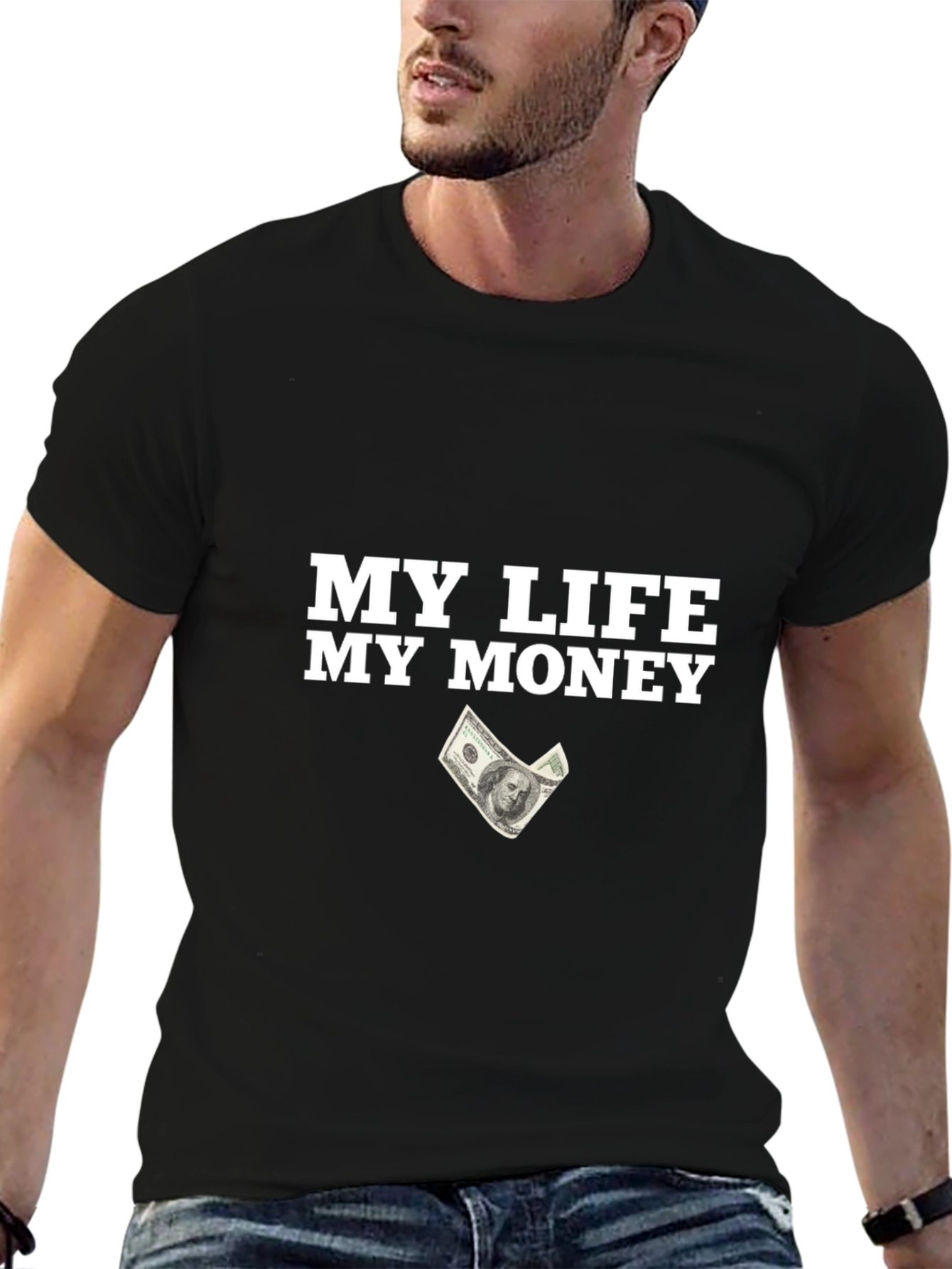 Camiseta Negra Mi Vida Mi Dinero