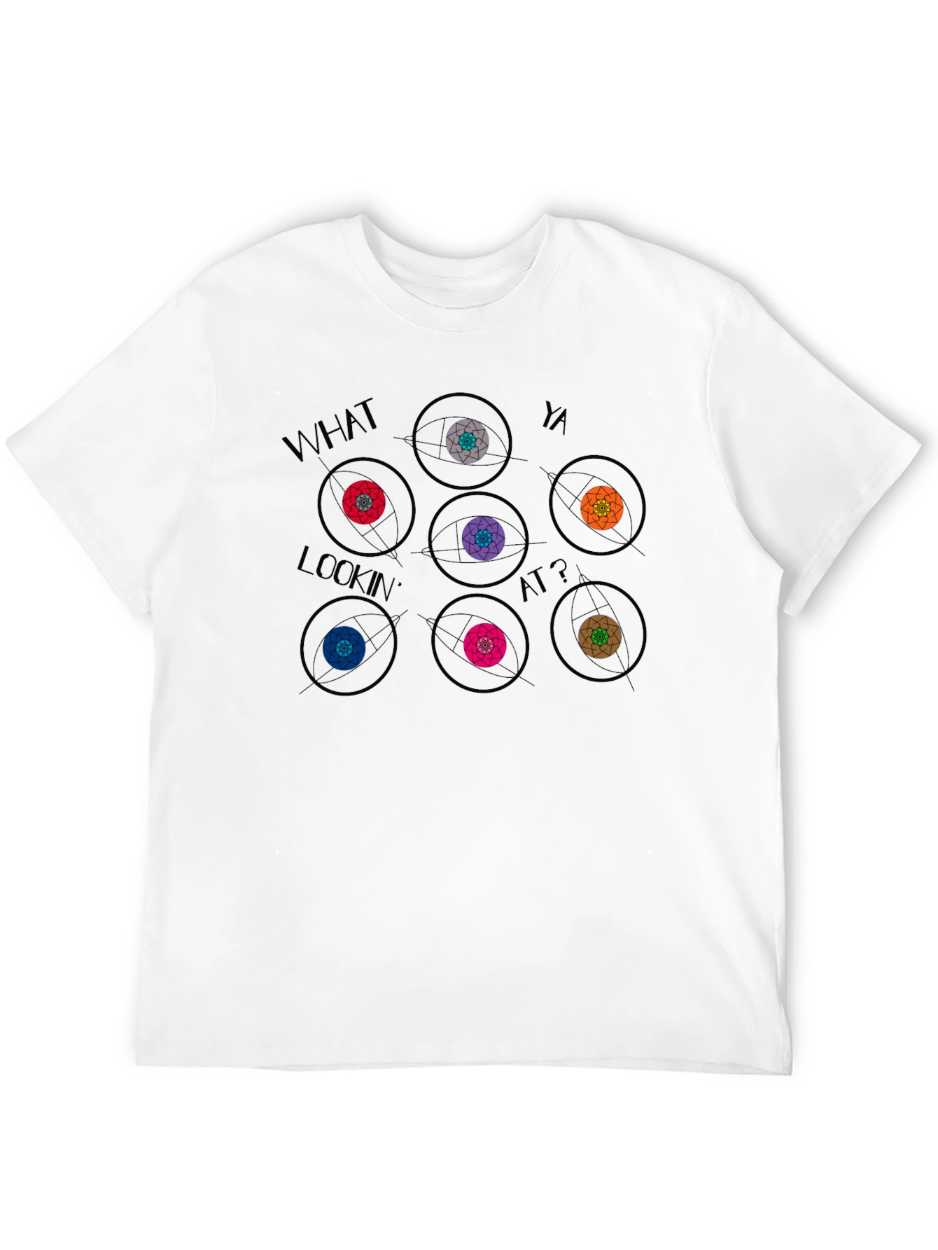 Camiseta Negra con Diseño Gráfico de Ojos