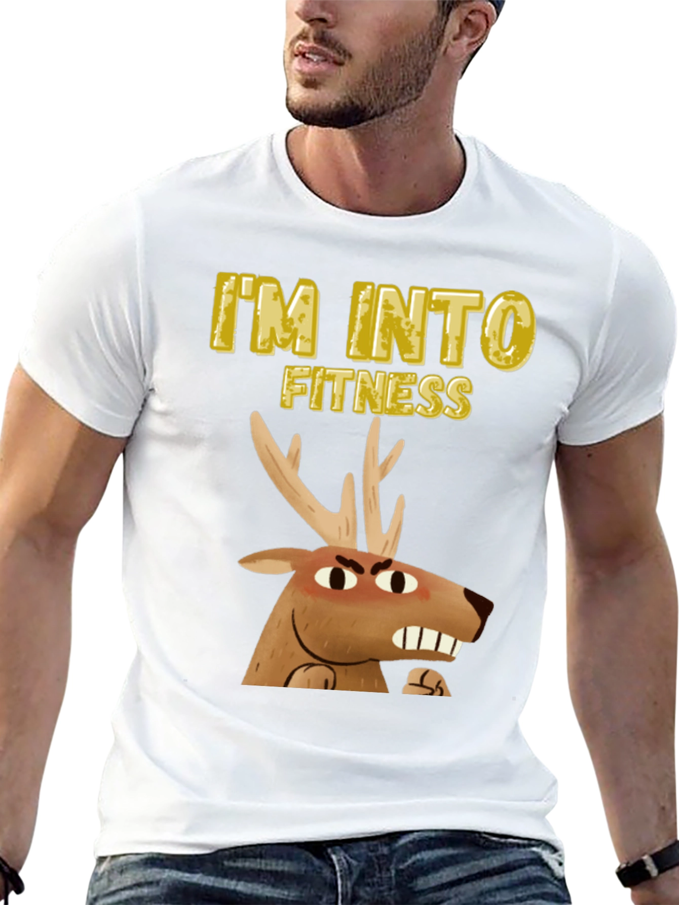 Camiseta Negra Estoy en Forma con Ciervo enojado