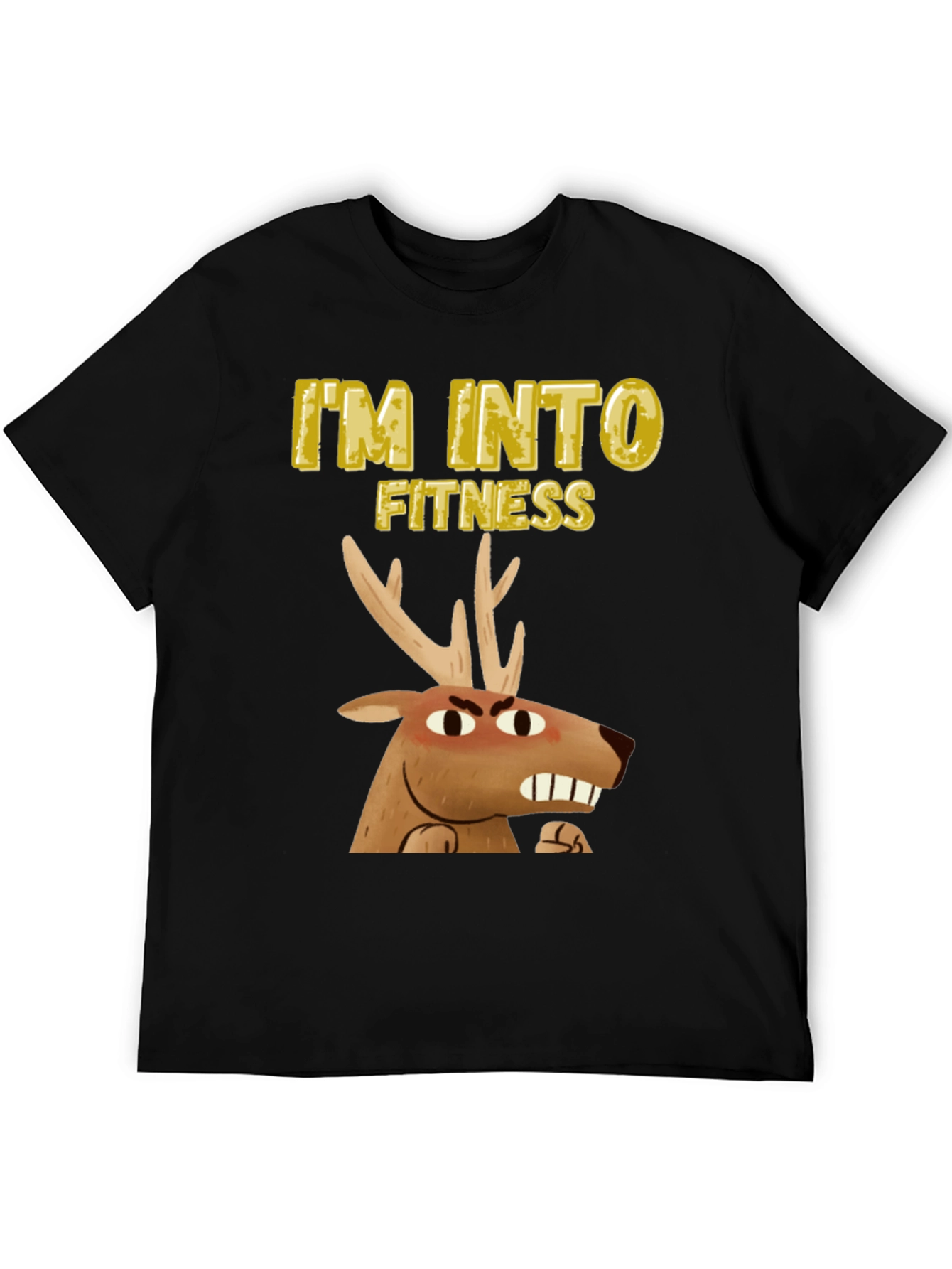 Camiseta Negra Estoy en Forma con Ciervo enojado