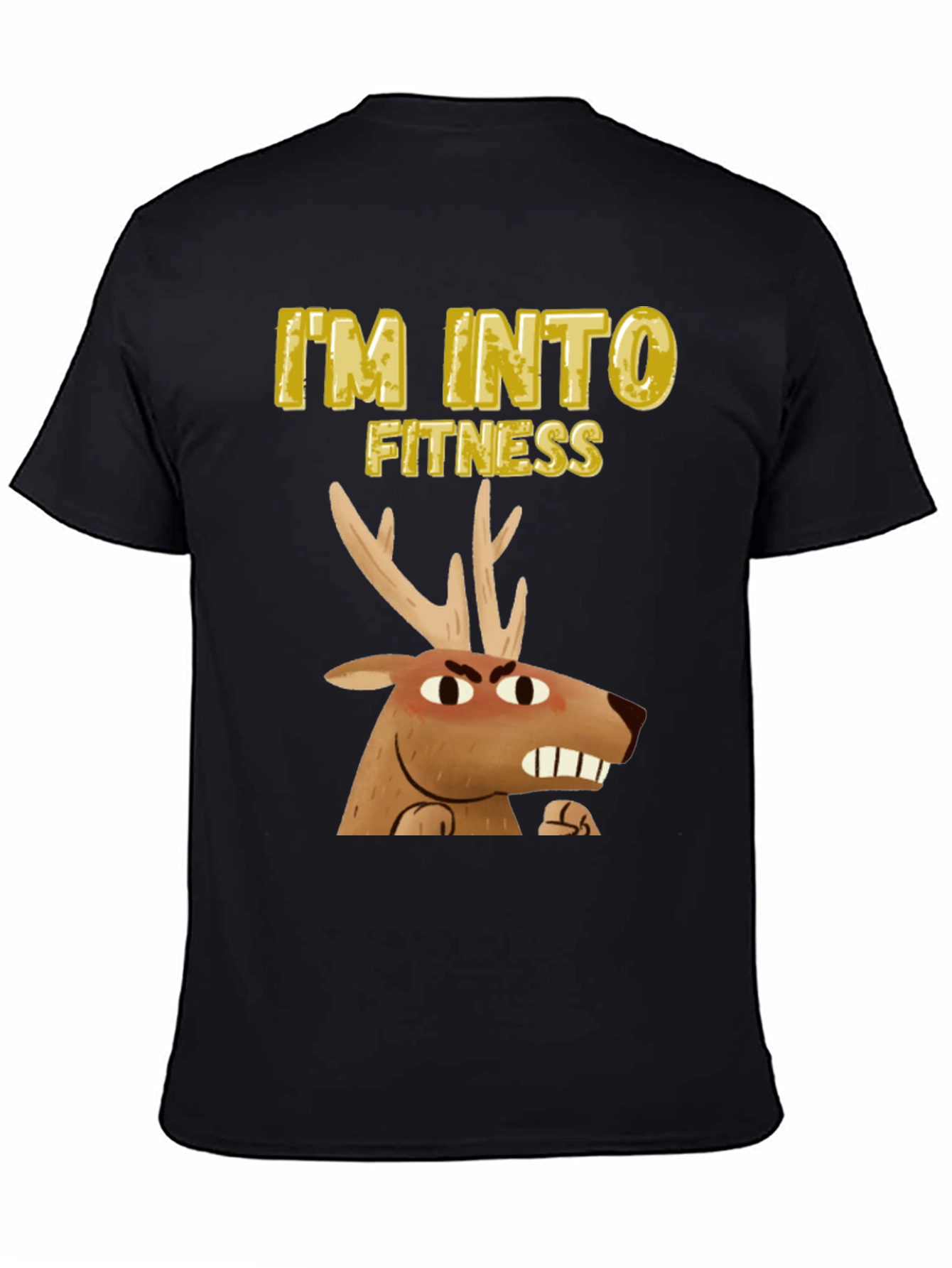 Camiseta Negra Estoy en Forma con Ciervo enojado