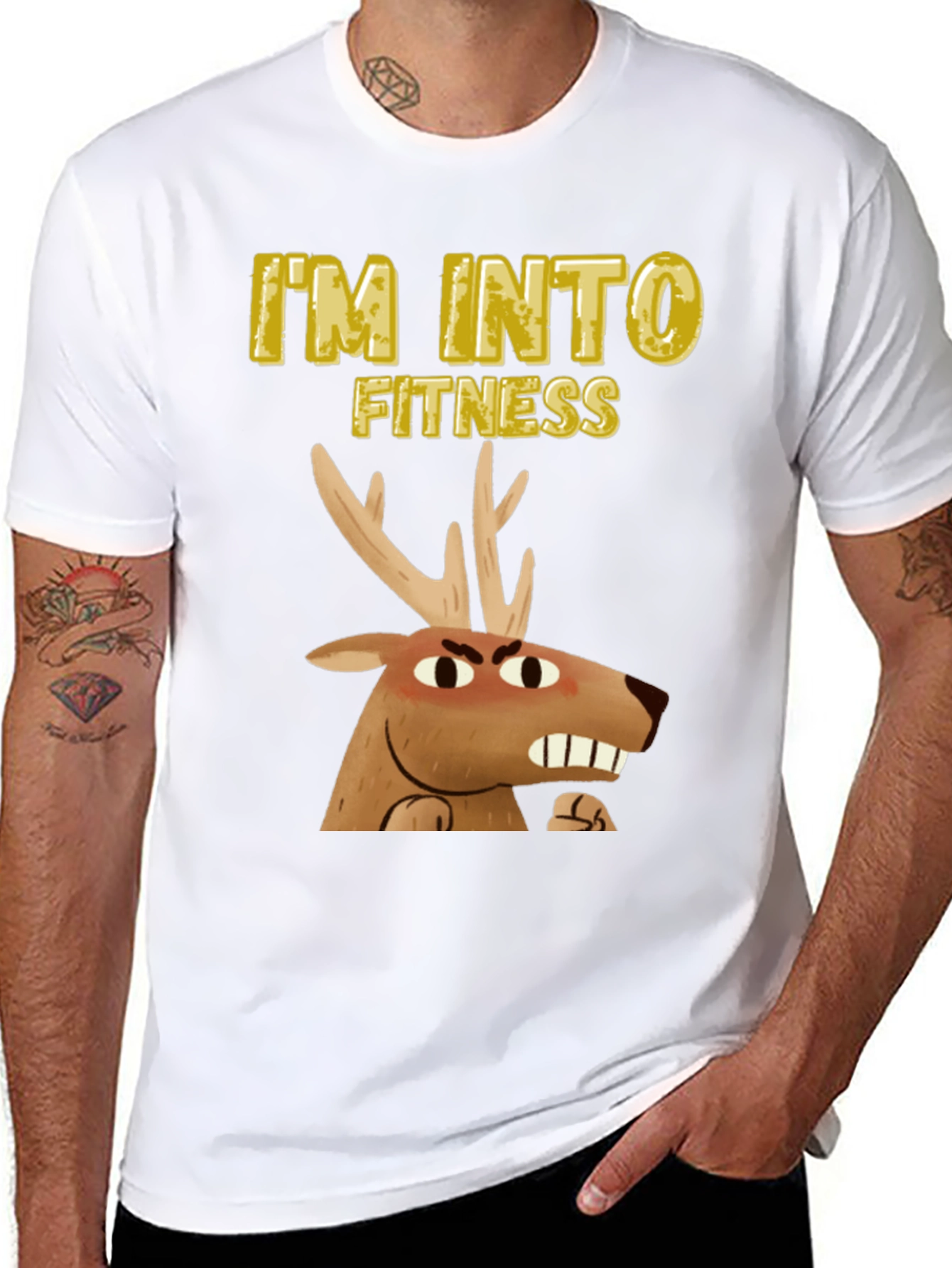 Camiseta Negra Estoy en Forma con Ciervo enojado