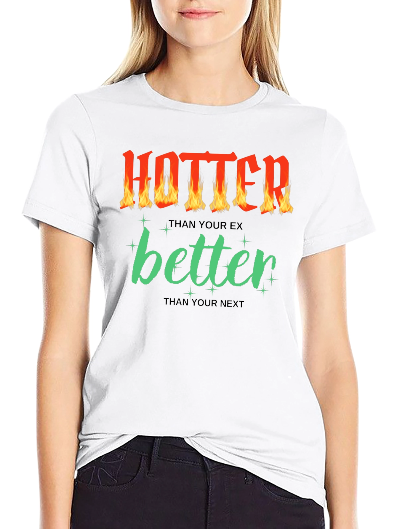 Camiseta Negra con Diseño Divertido Hotter Better