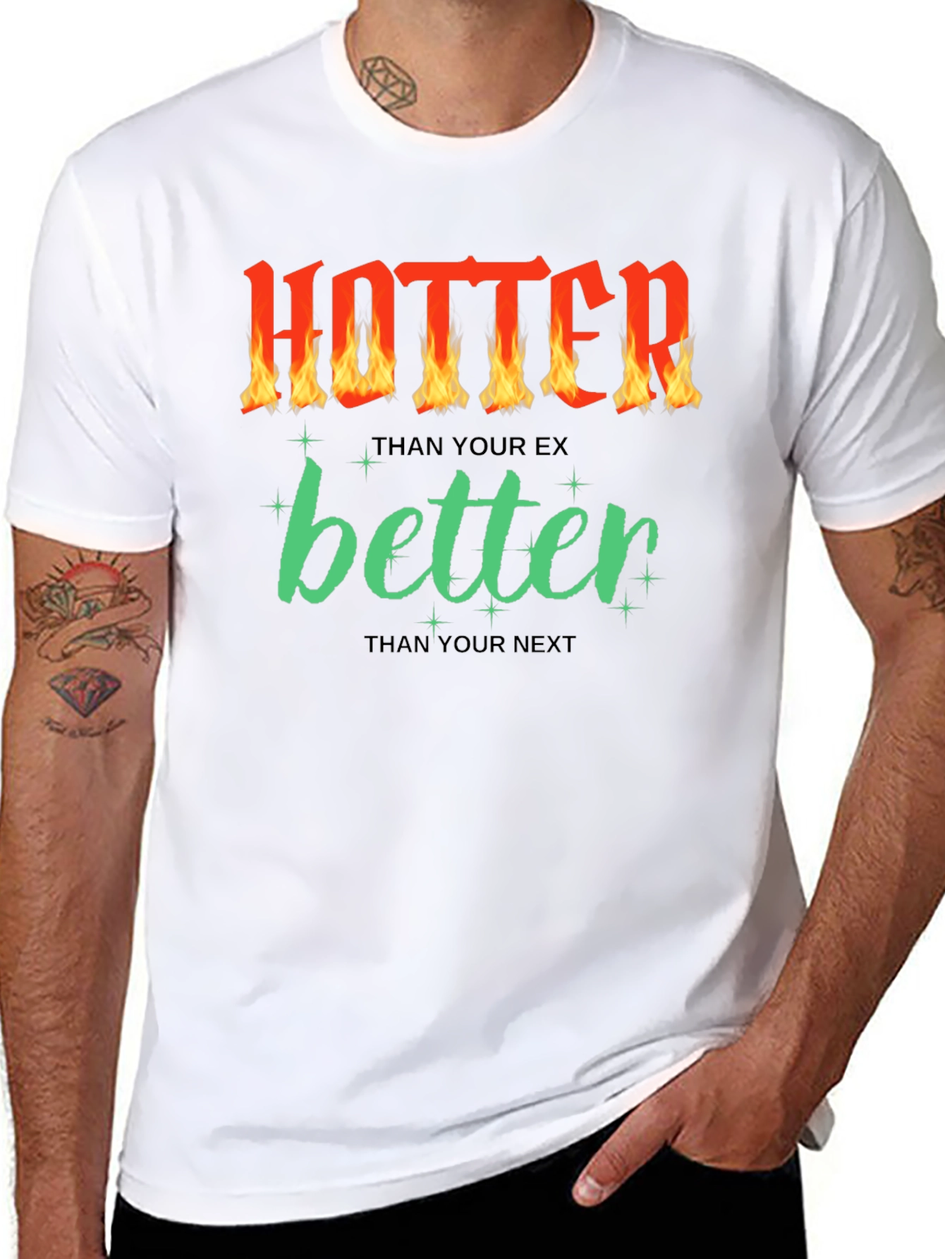 Camiseta Negra con Diseño Divertido Hotter Better