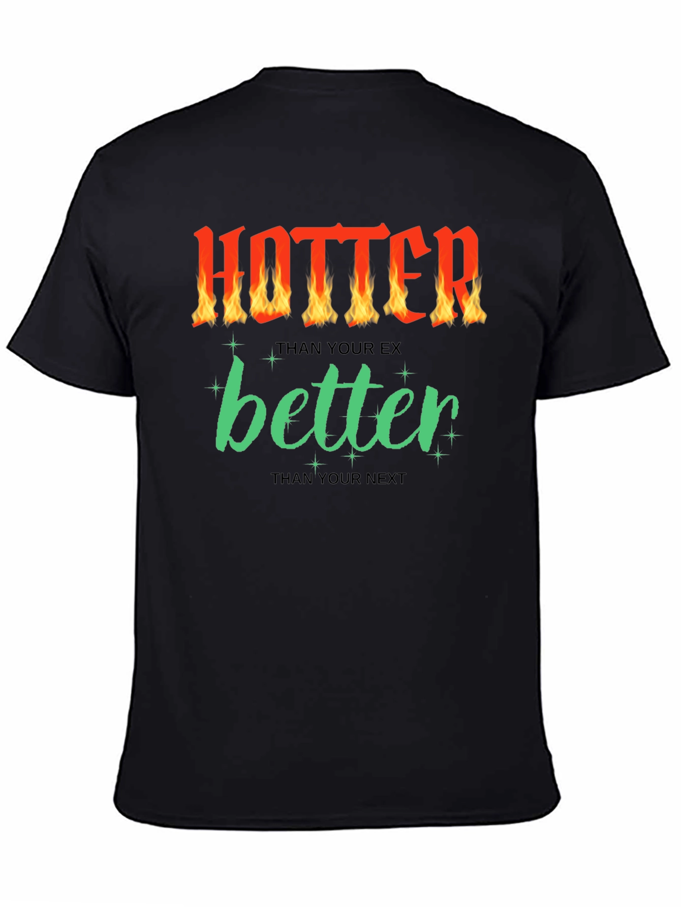 Camiseta Negra con Diseño Divertido Hotter Better