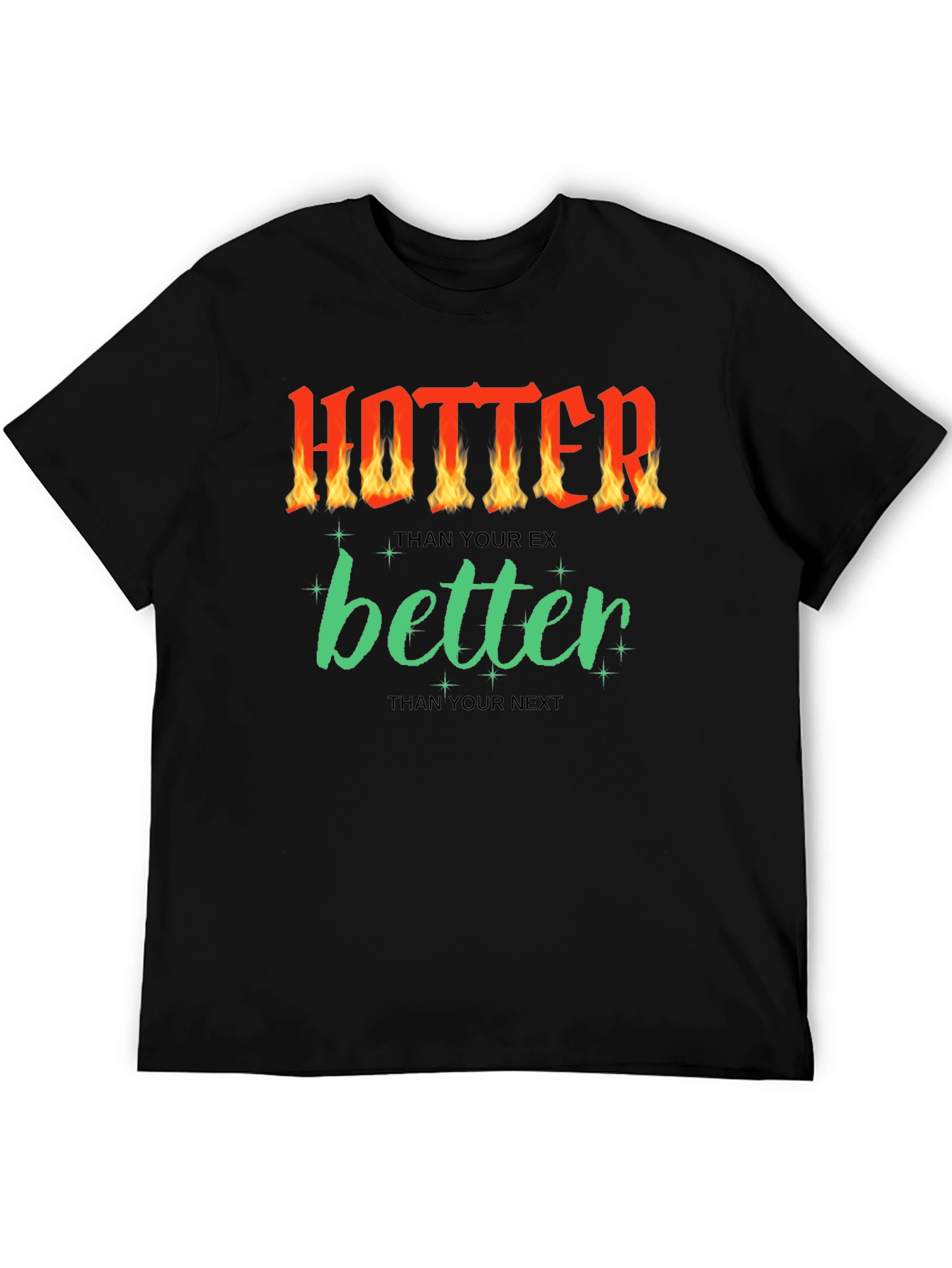 Camiseta Negra con Diseño Divertido Hotter Better