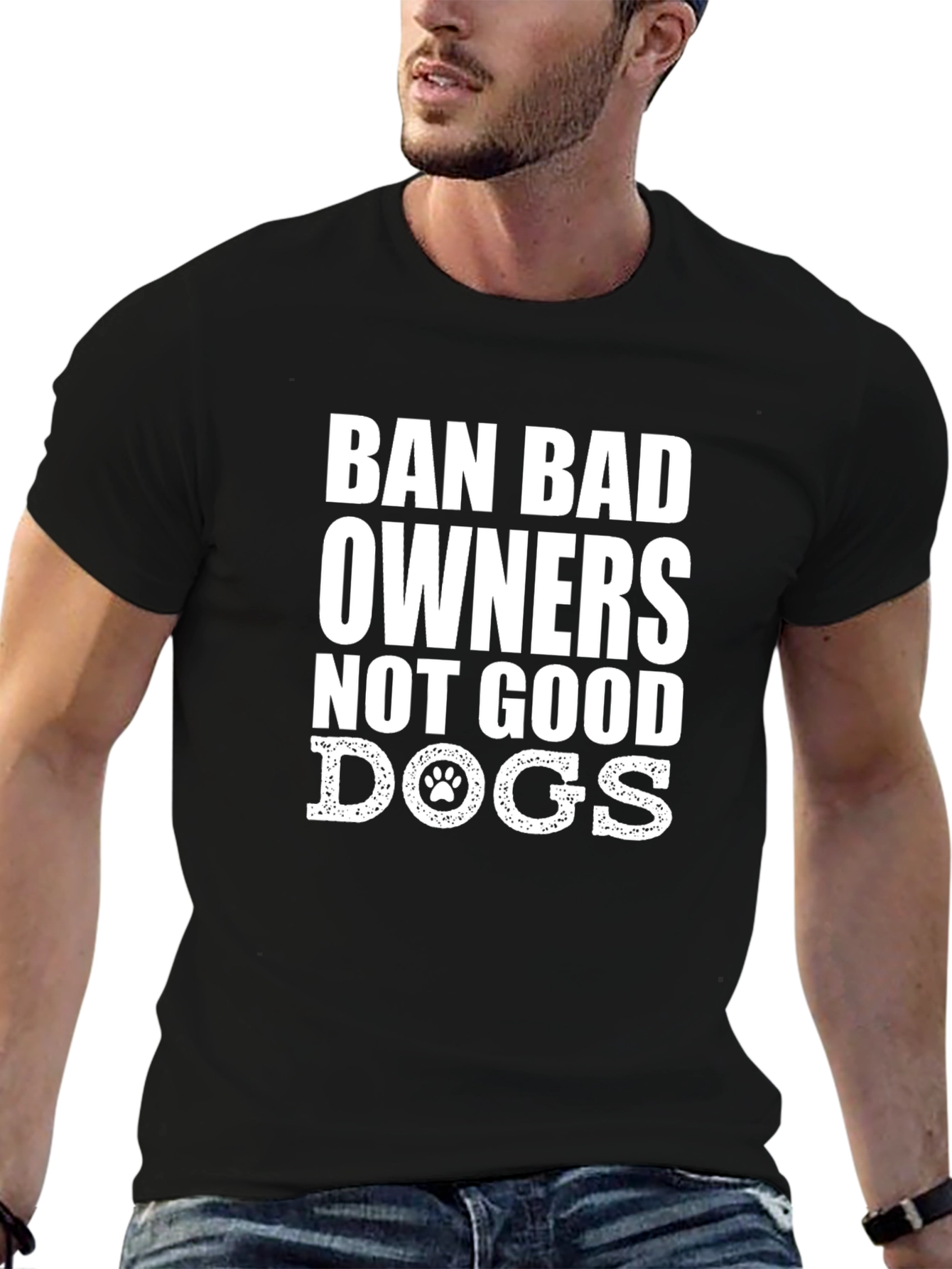 Camiseta Negra Ban Bad Owners Not Good Dogs