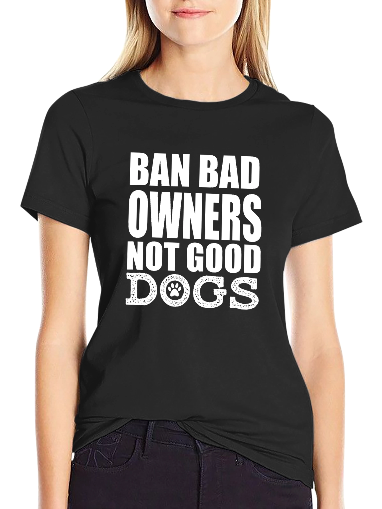 Camiseta Negra Ban Bad Owners Not Good Dogs