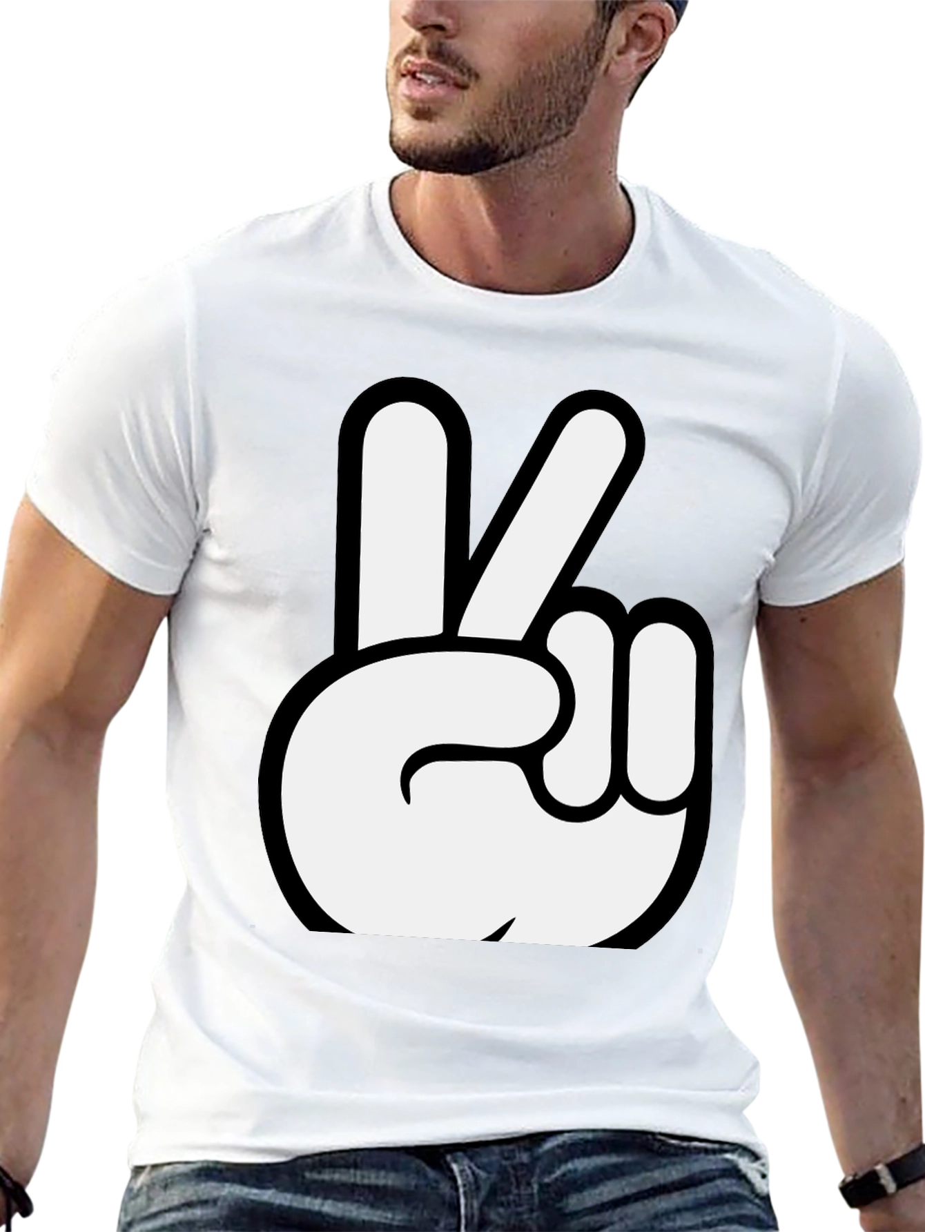 Camiseta Negra con Mano de la Paz