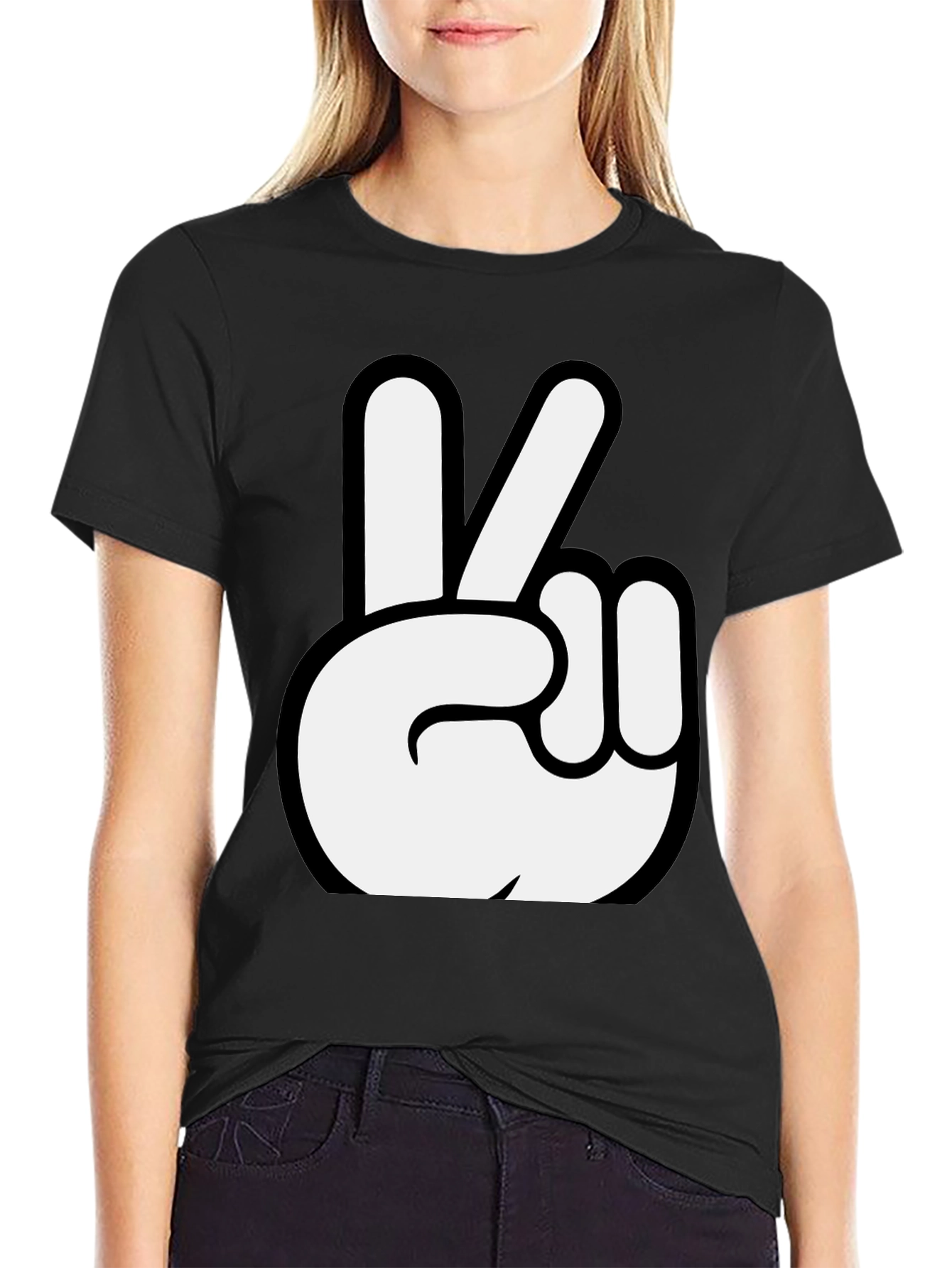 Camiseta Negra con Mano de la Paz