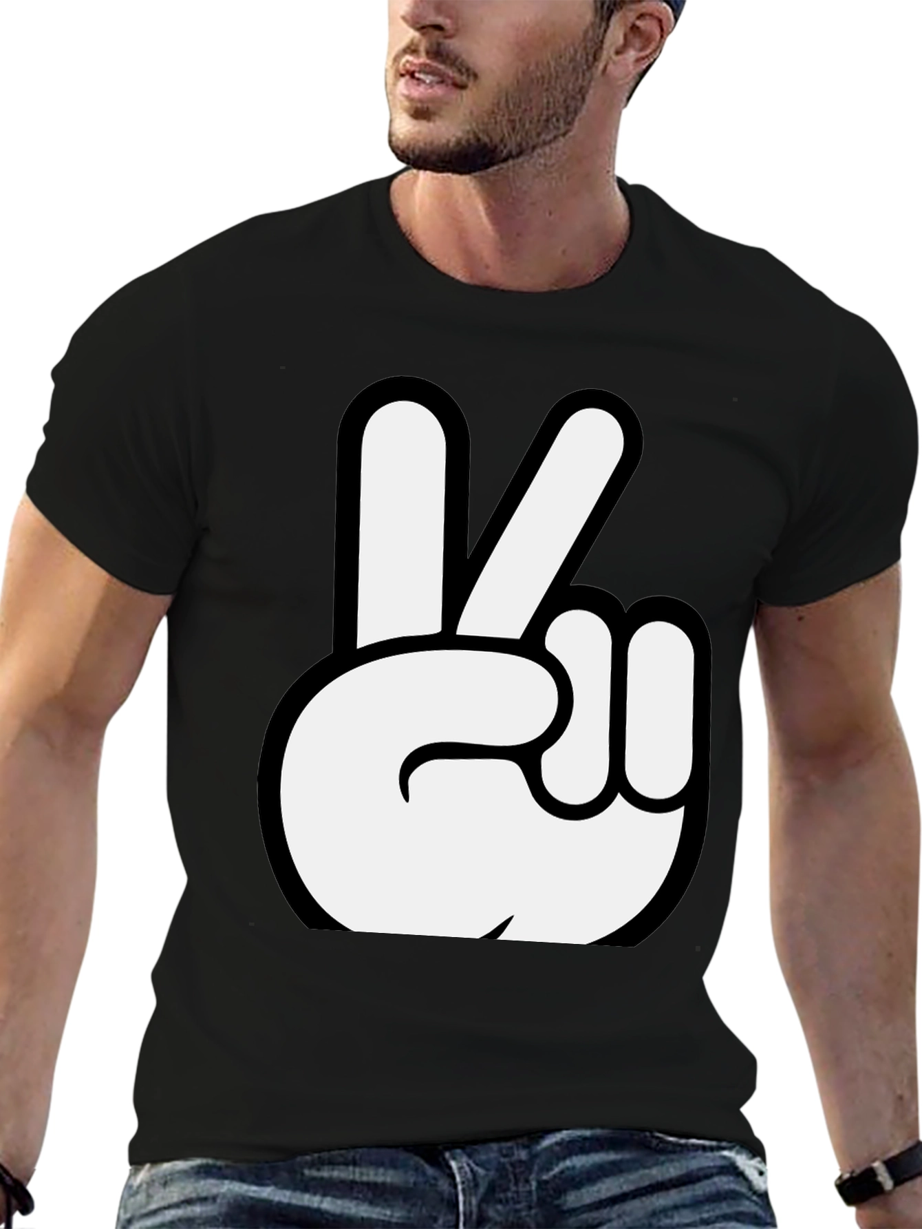 Camiseta Negra con Mano de la Paz