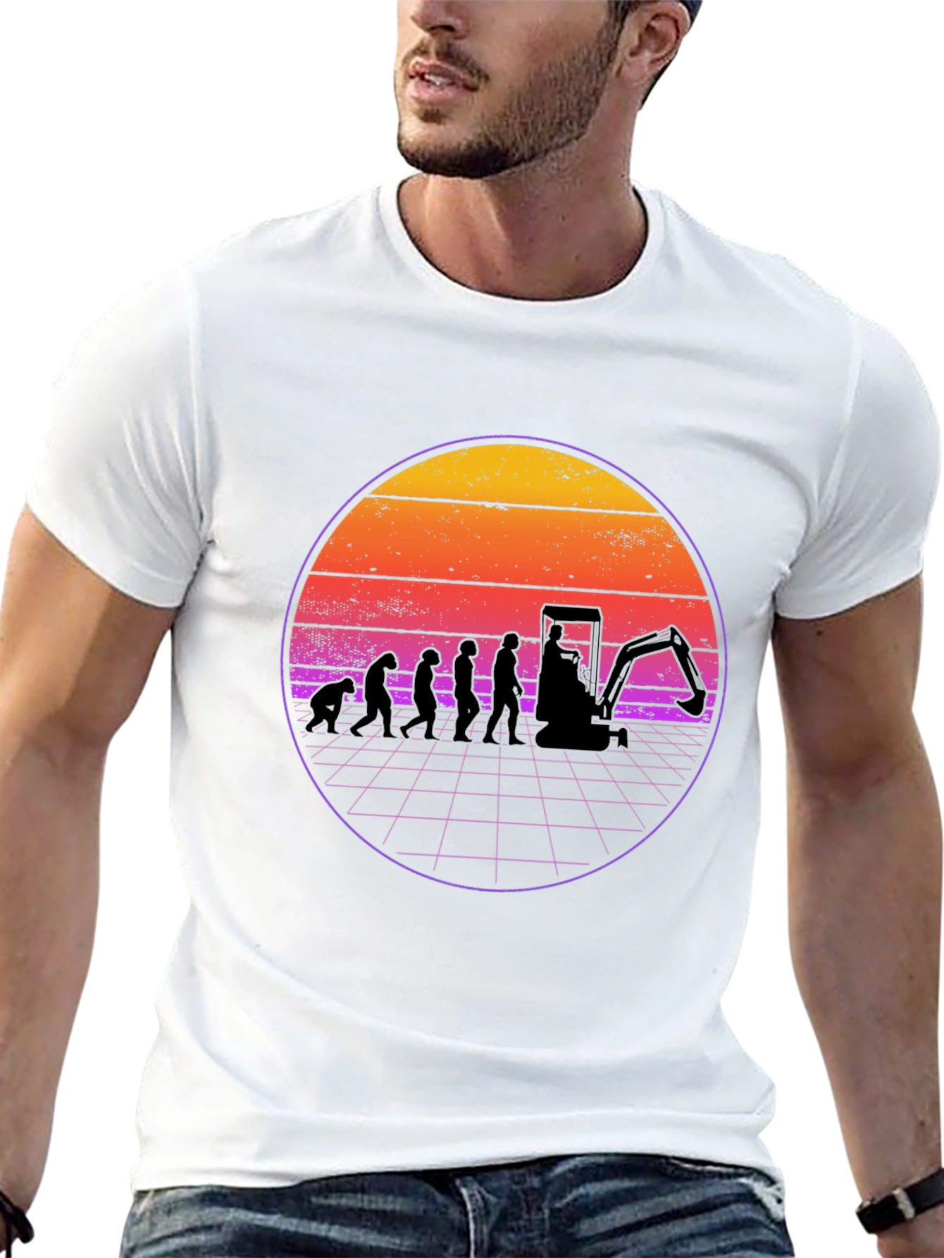 Camiseta Negra Evolución Excavadora Retro