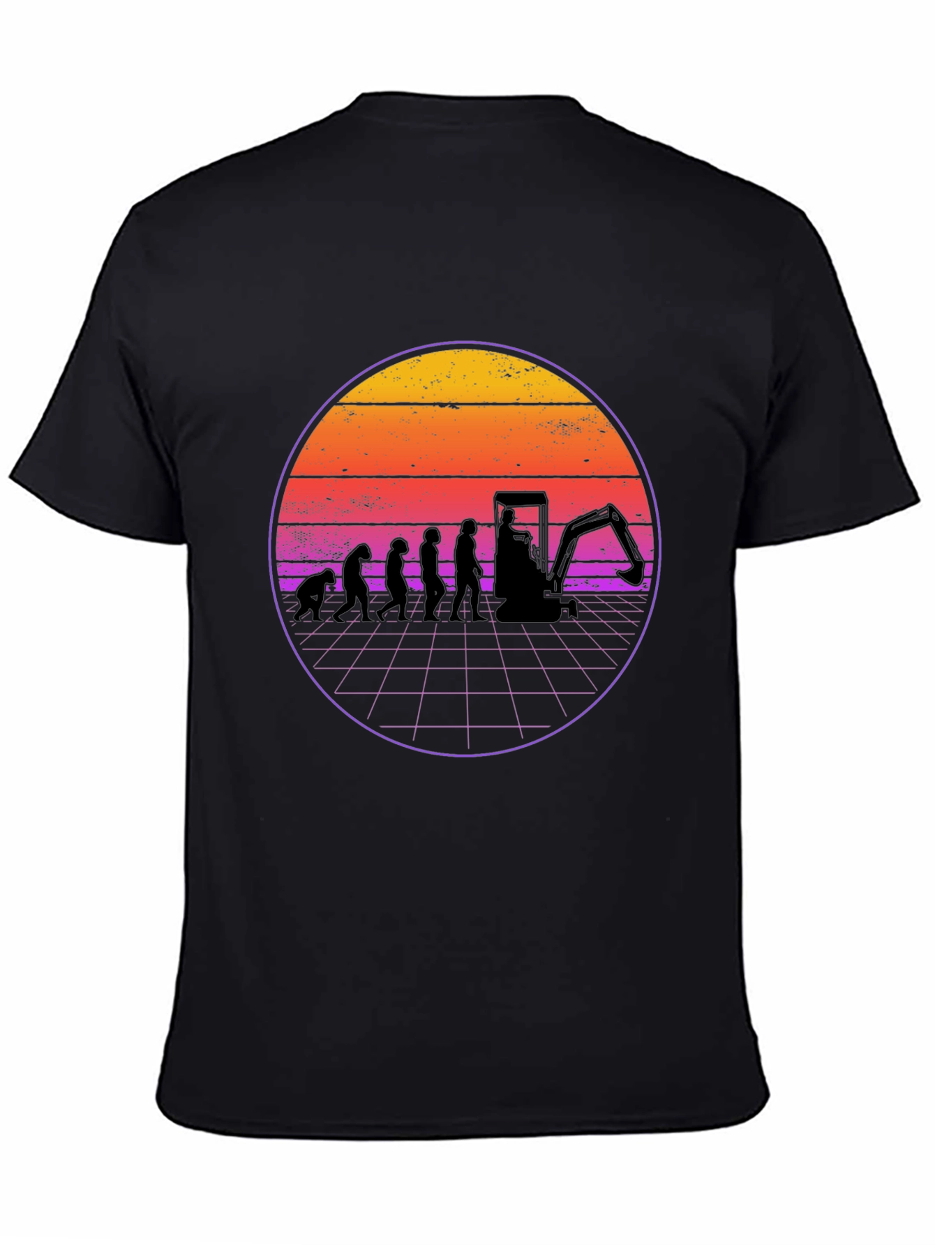 Camiseta Negra Evolución Excavadora Retro
